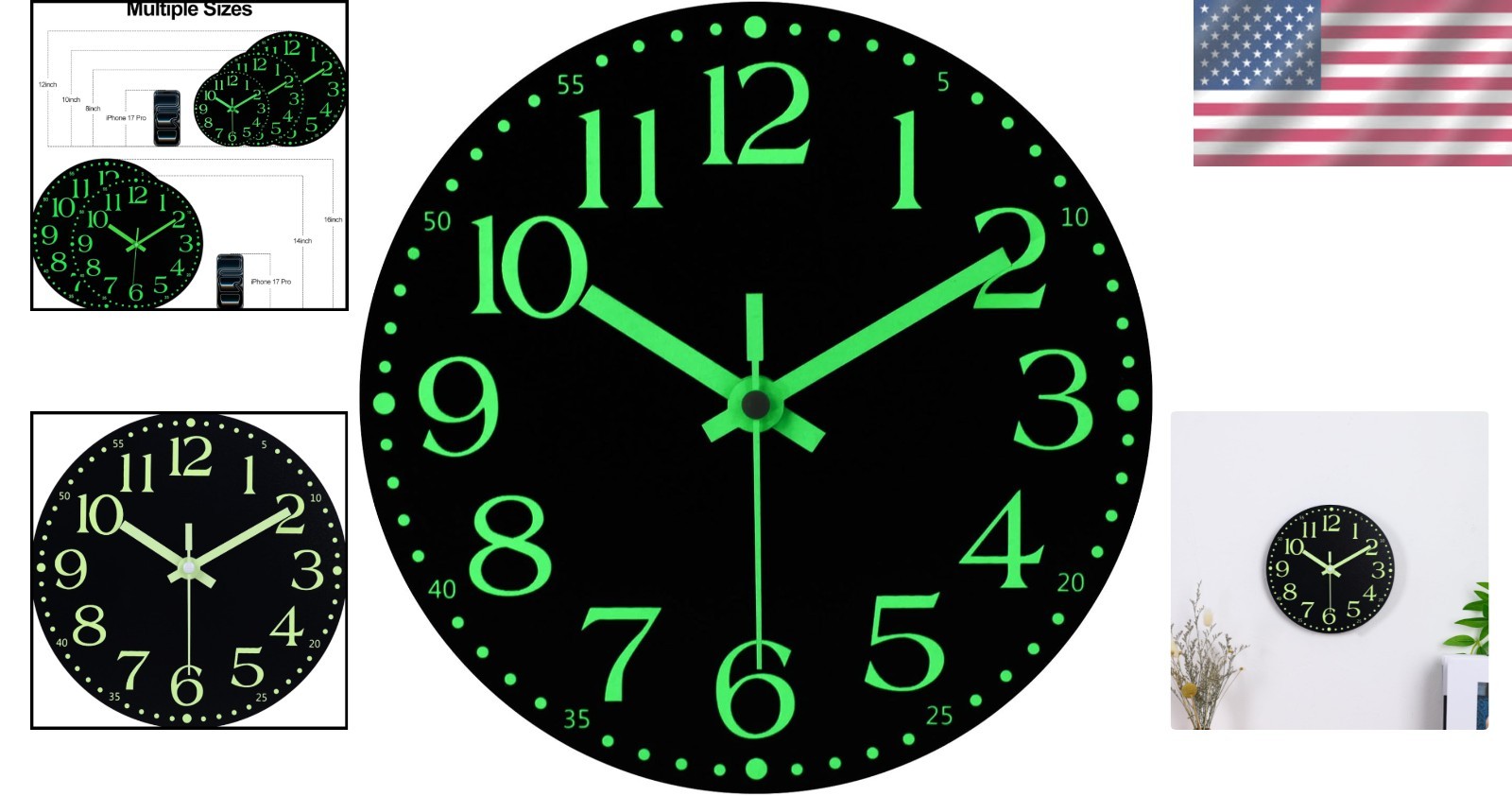 Luminous 8-Inch Wall Clock – Silent Battery Powered Decor for Home Offices