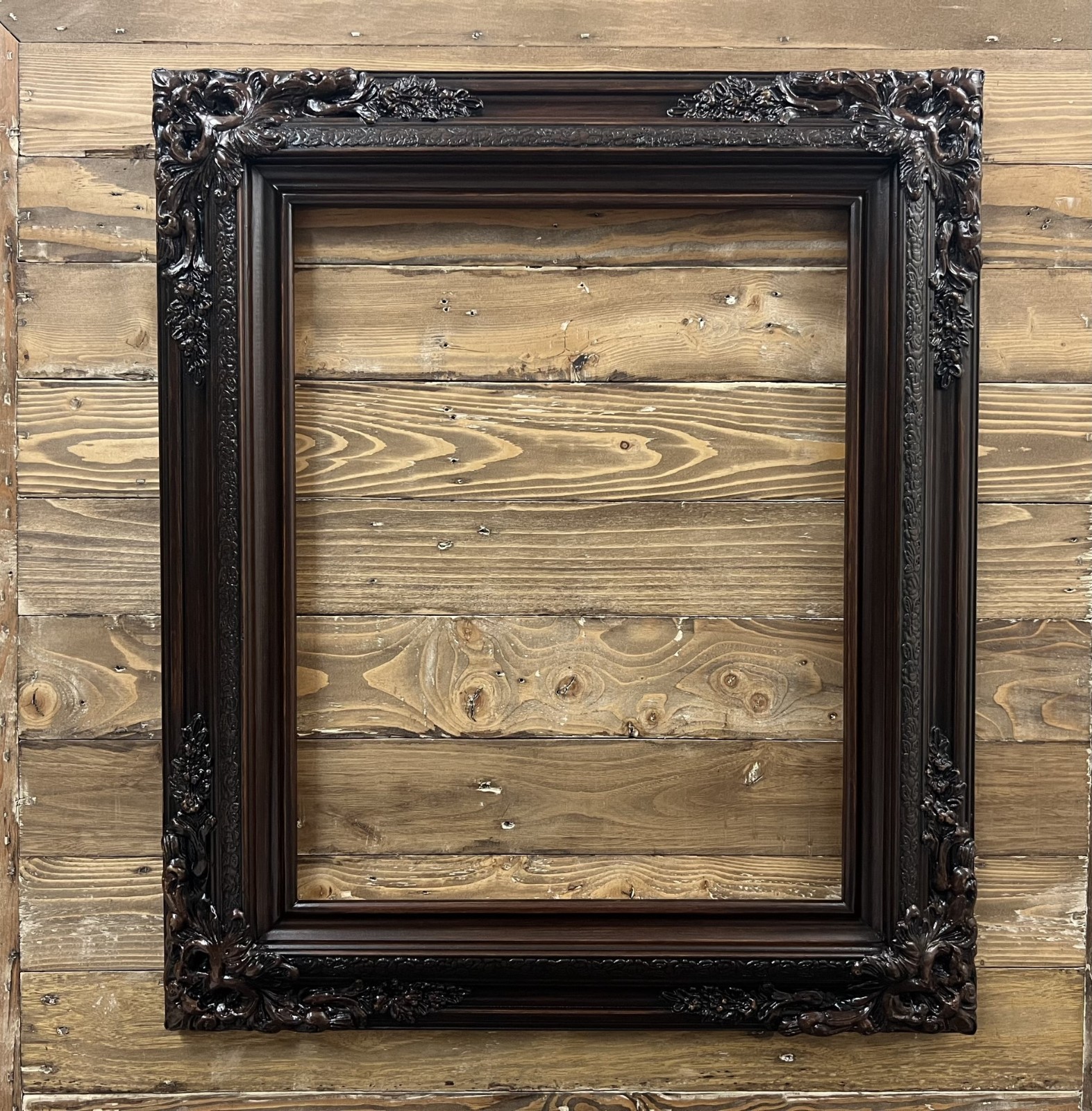 20 x 24 In Stock- Traditional compo XL ornate corners wood frame, Dark Walnut