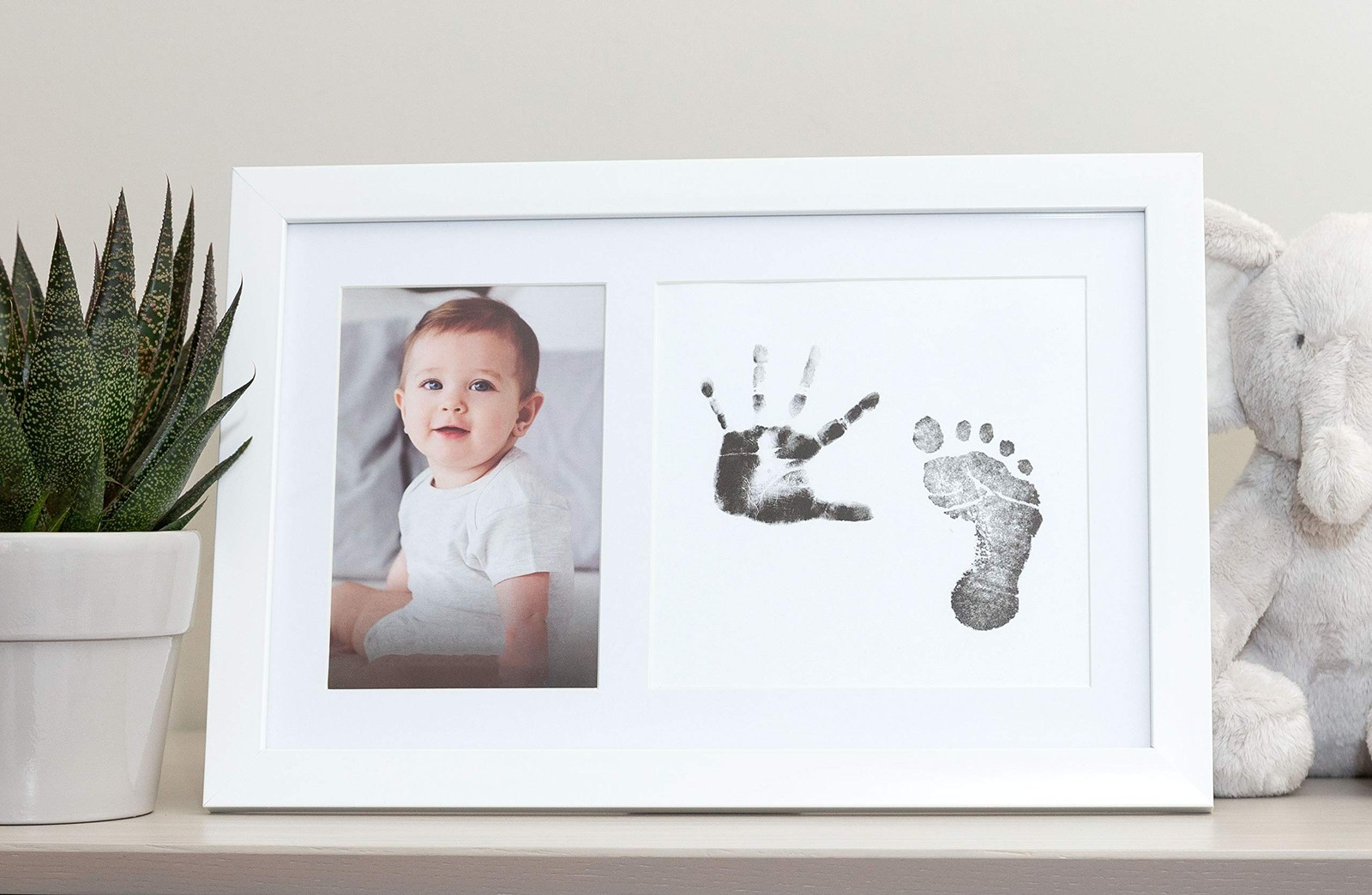 Little Pear Baby Handprint & Footprint Frame, One Size, White Babyprint Frame