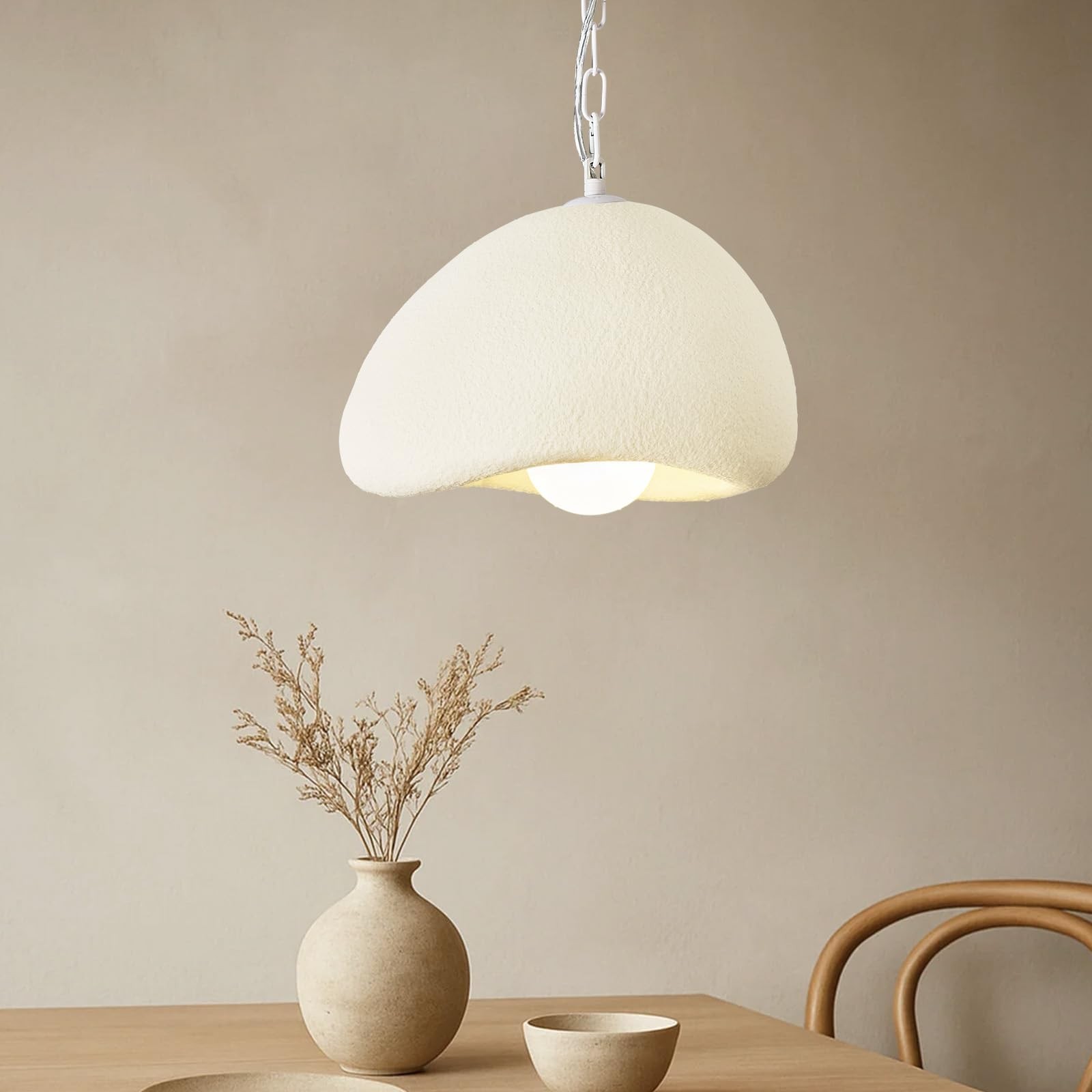 Wabi Sabi Pendant Lights,9.8in White Modern Pendant Light Resin Hanging Lamp …