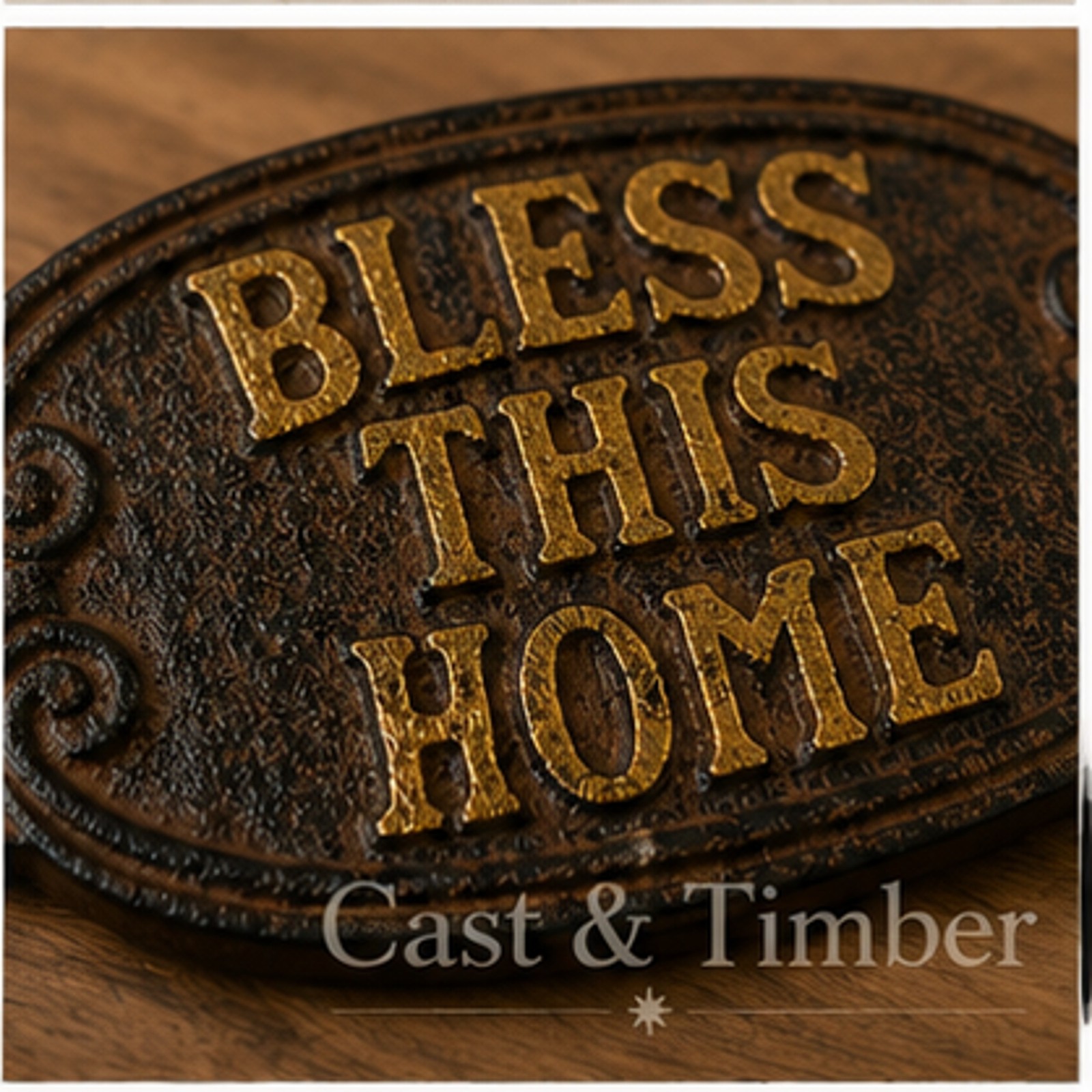 Bless This Home Cast Iron Wall Plaque – Rustic Home Blessing Sign