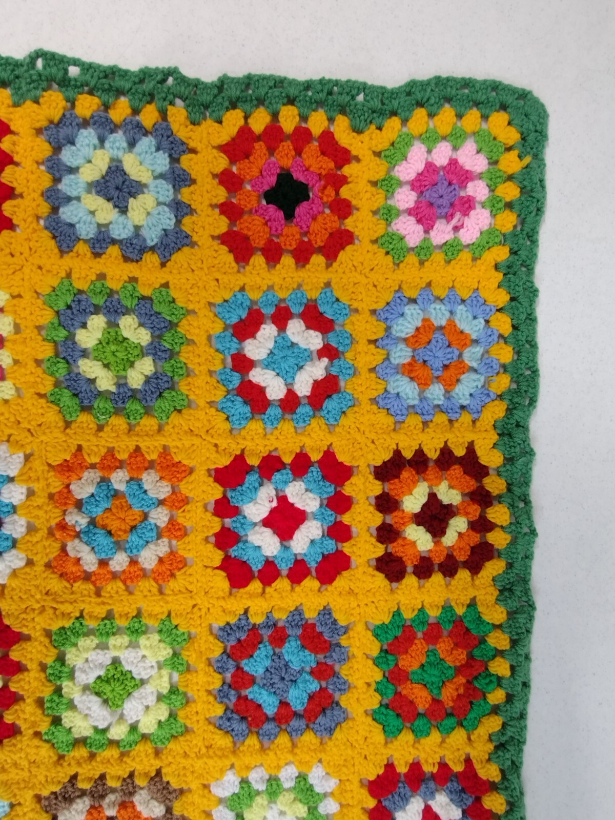 Afghan Multicolored Blanket Throw Crochet Granny Square Textured Homemade Chunky