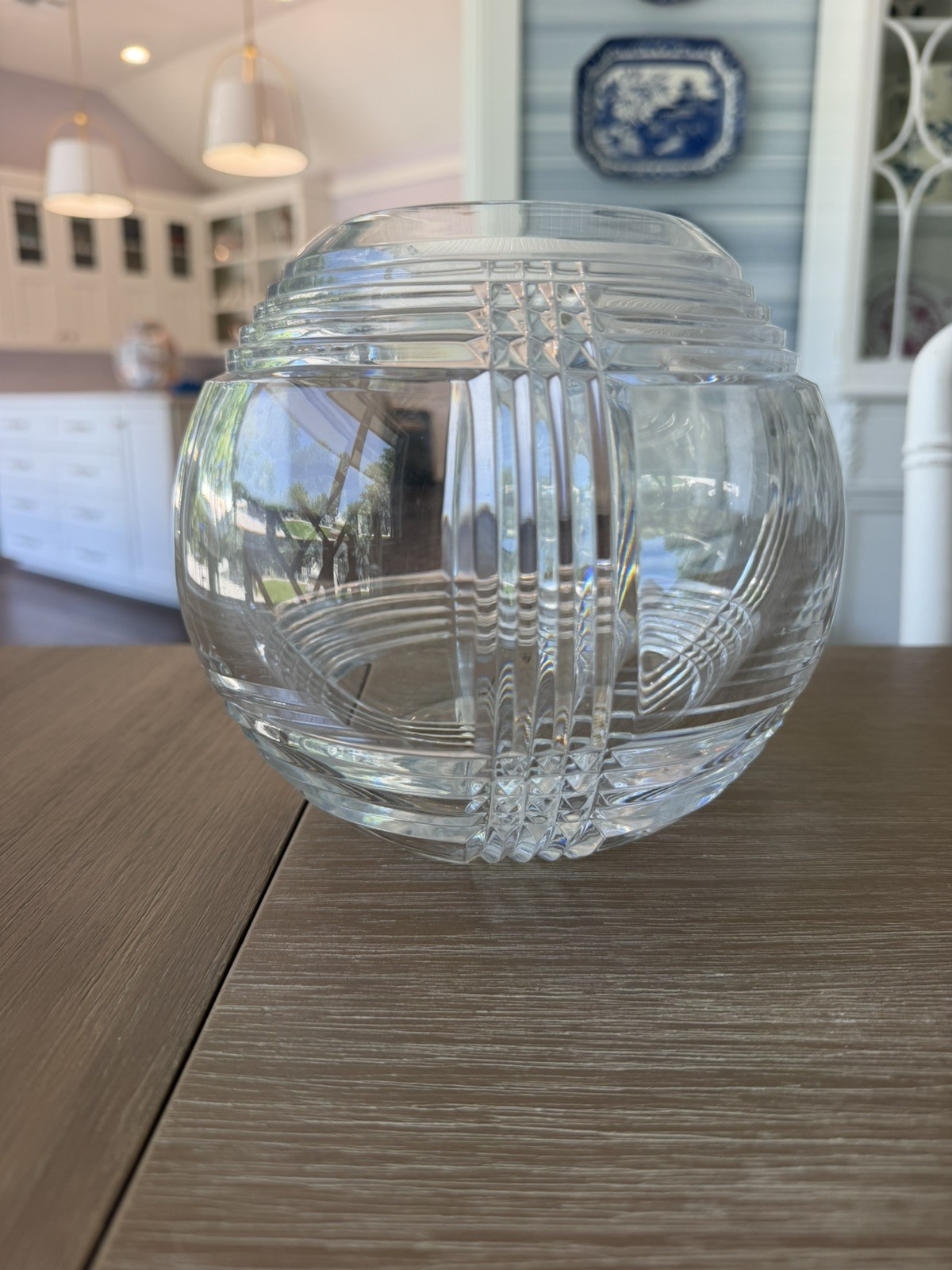 Crystal Rose Bowl Vase Ralph Lauren style Glen Plaid Style Imperial 24% Lead