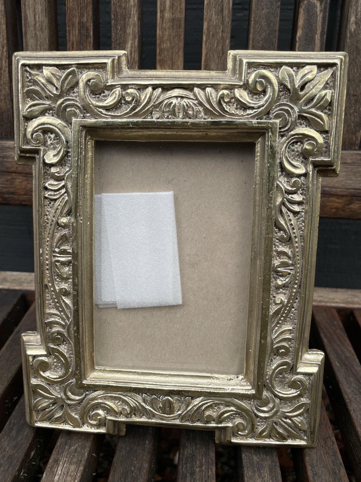 Vintage Picture Frame Art Deco Champagne Color Fits 3″ x 4-1/2″ Photo Decorative