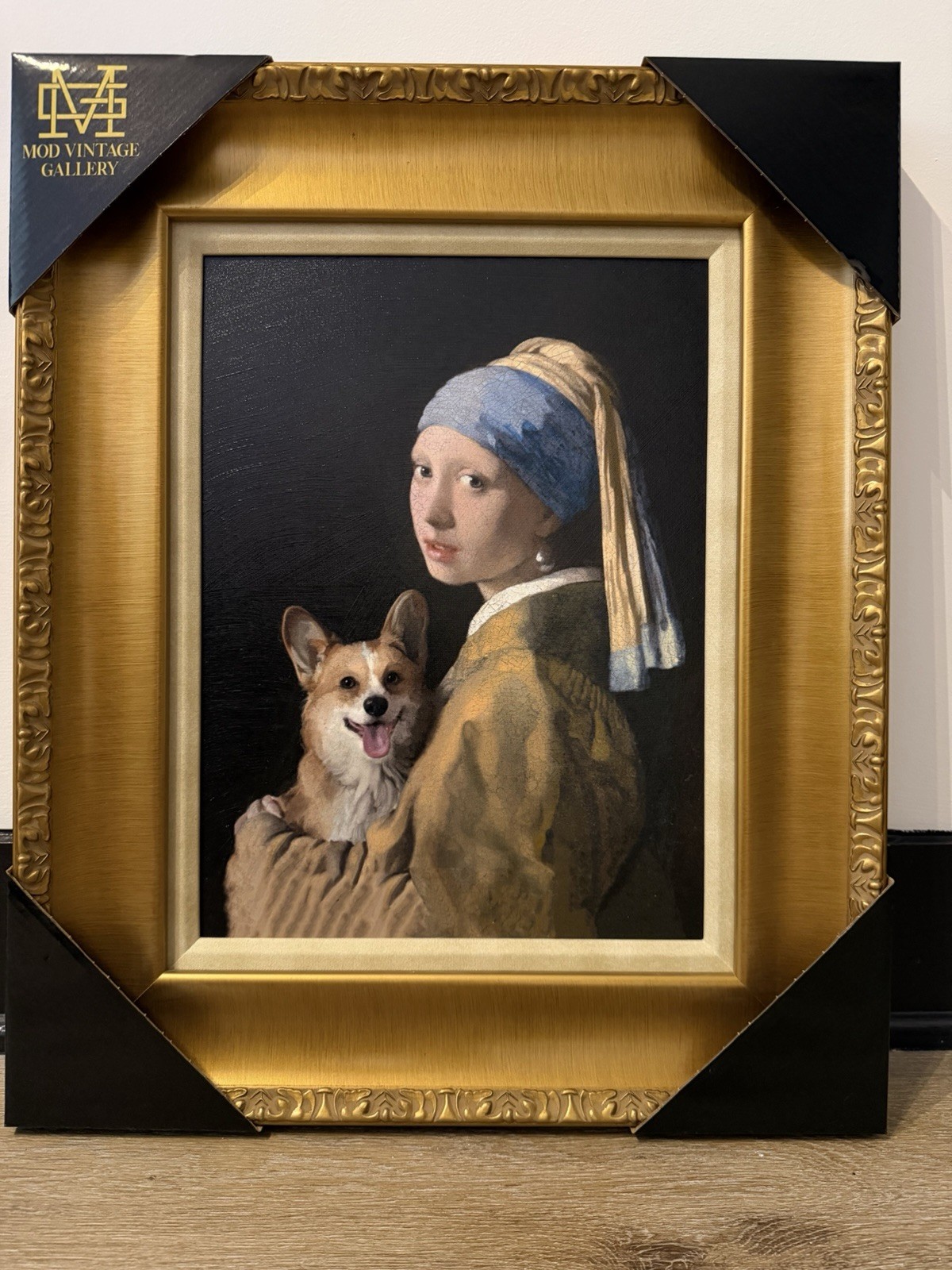 Mod Vintage Gallery Vermeer’s Girl With A Pearl Earring As Girl With A Corgi