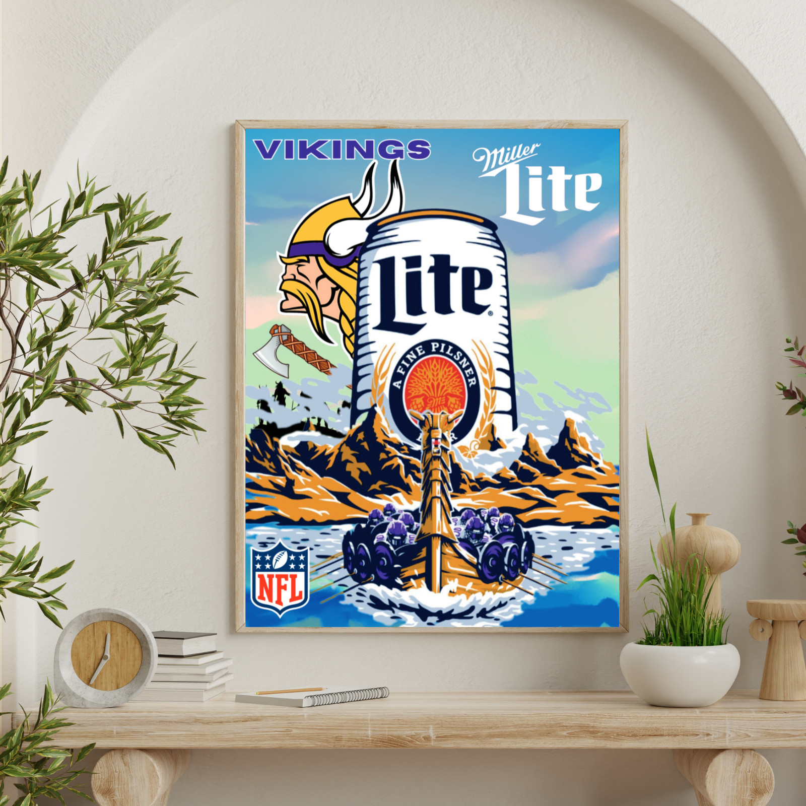 Huge Vintage Retro Beer Poster M LITE 18×24 in Vikings beer art