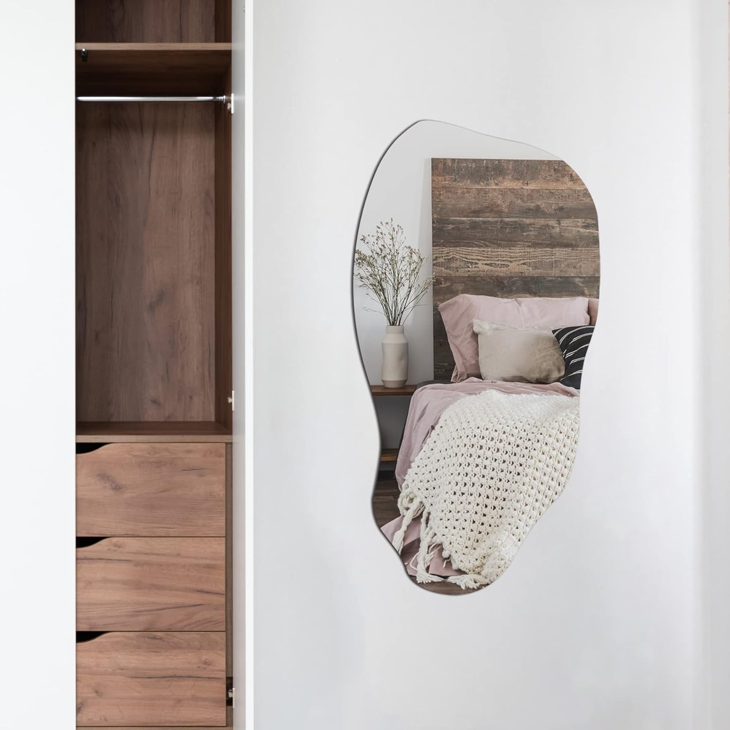 Irregular Asymmetrical Wall Mirror for Living Room Bathroom Entryway, Modern Dec