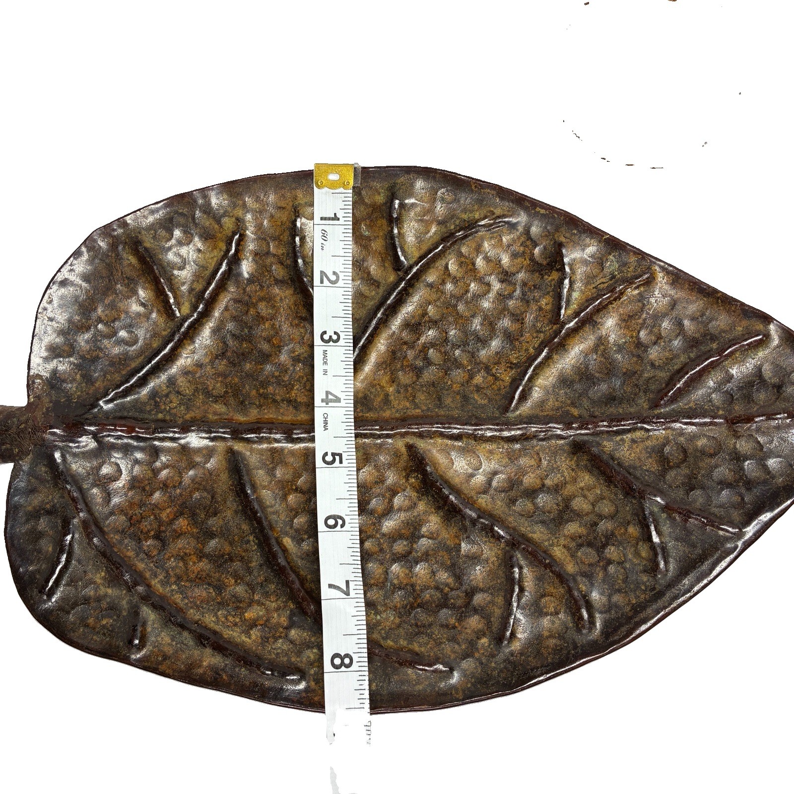 Vintage Hammered Texure Metal Leaf Decorative Tray 14.5″ Copper/Bronze Finish