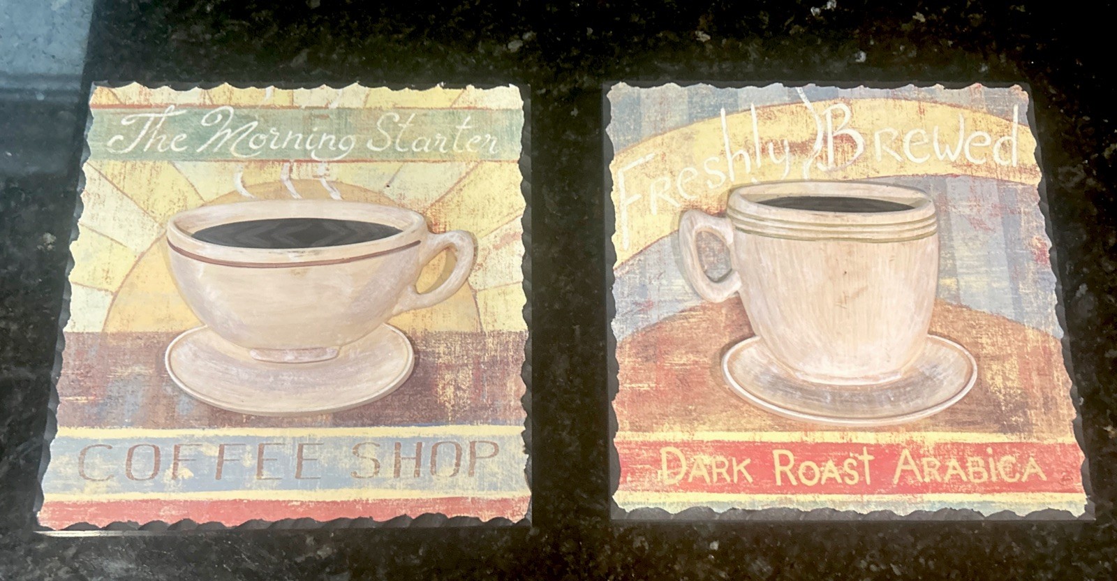Two Coffee-Themed 3D Wall Hanging Tile Art Pieces 8×8 designed by New view