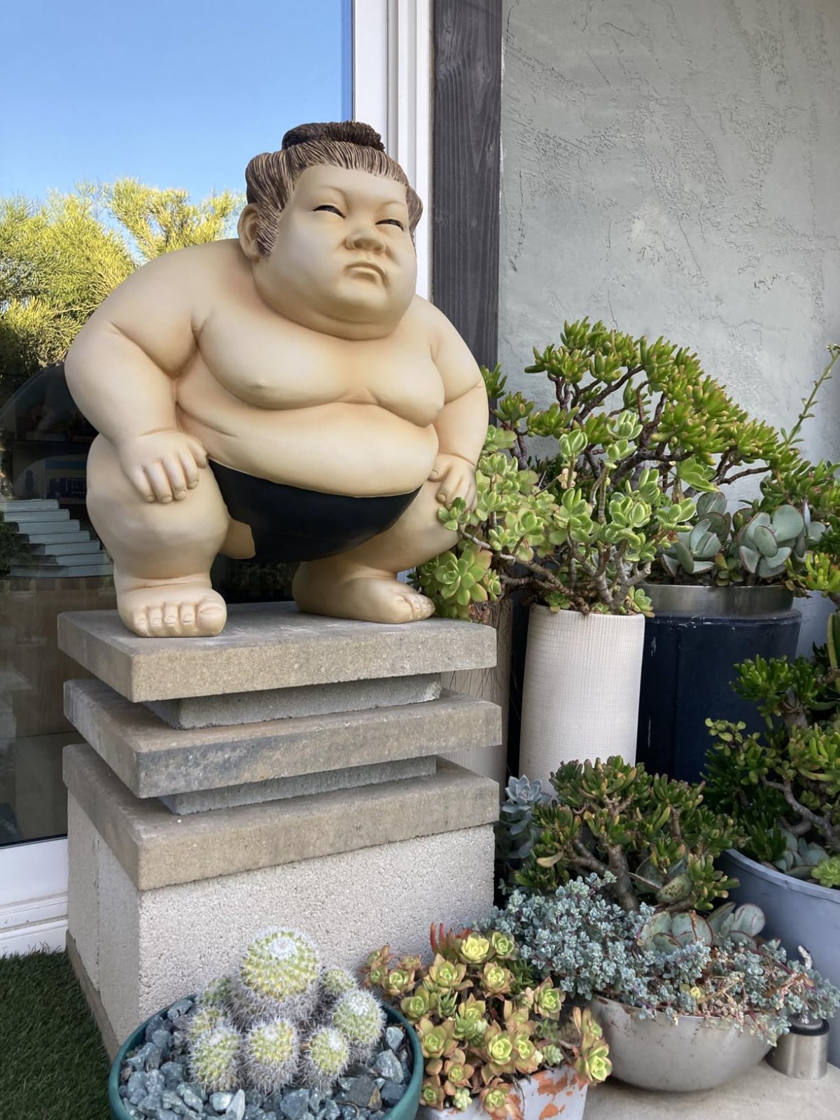 Basho Sumo Wrestler Statue Large Japanese Garden Decor Indoor Outdoor Sculpture