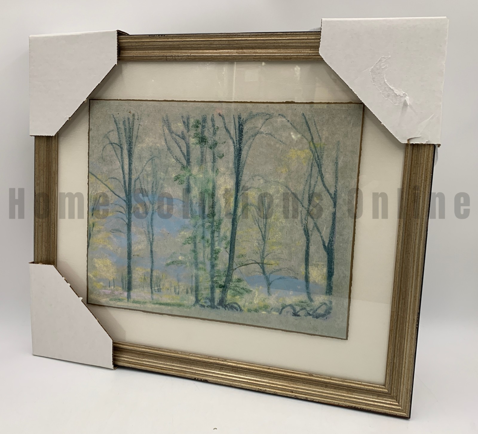 Pottery Barn Tree Pastel Vintage Framed Wall Art Print 20″ x 17″ #S8011