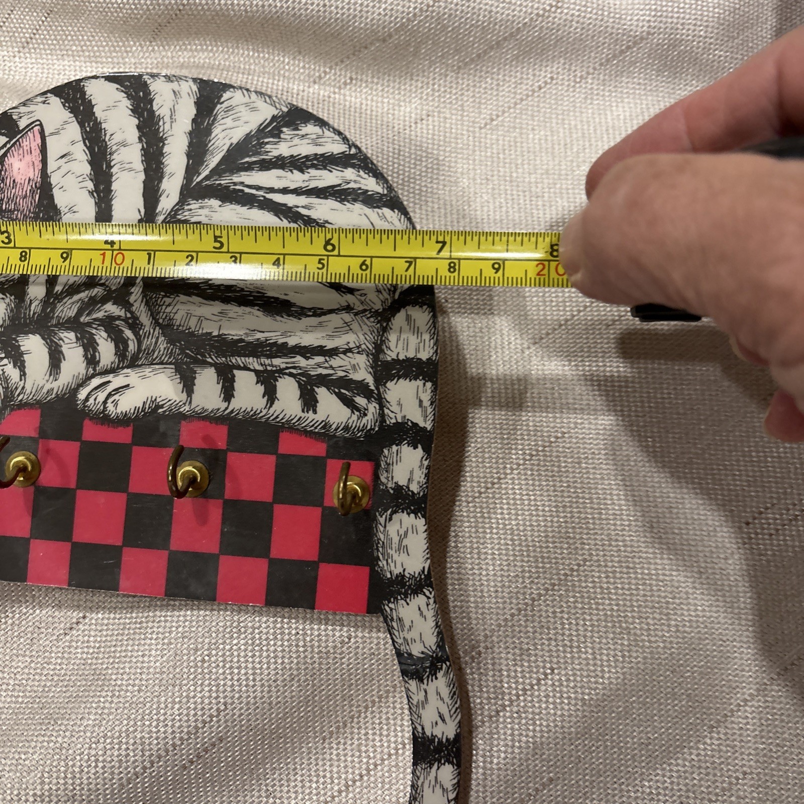 Vintage Cat Wall Hook Key Holder Folk Art Cat Four Hooks S Feves 1986