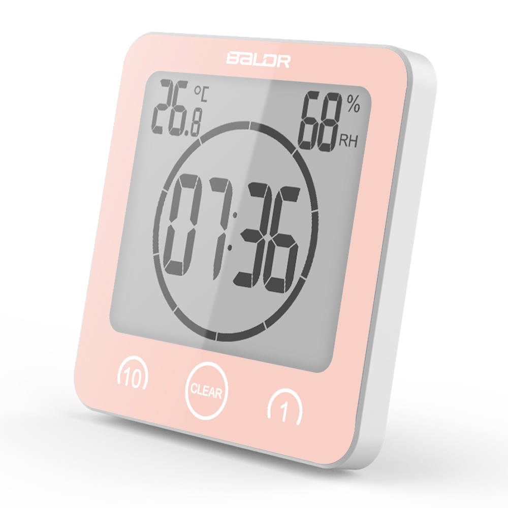 Baldr Waterproof LCD Shower Wall Clock Bathroom Kitchen Countdown Timer Alarm