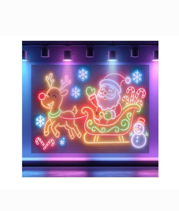 Santa Sleigh Christmas Blacklight Tapestry Neon Glow in the Dark Decor 78×59″