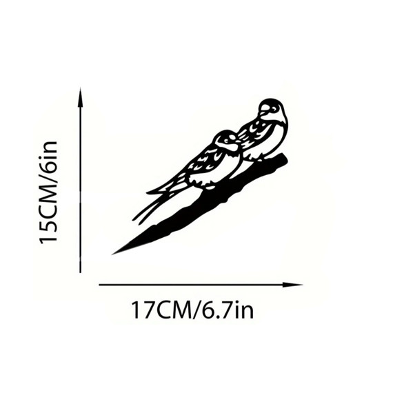 Birds Silhouette Metal Sign for Backyard & Tree Decor Weatherproof Black