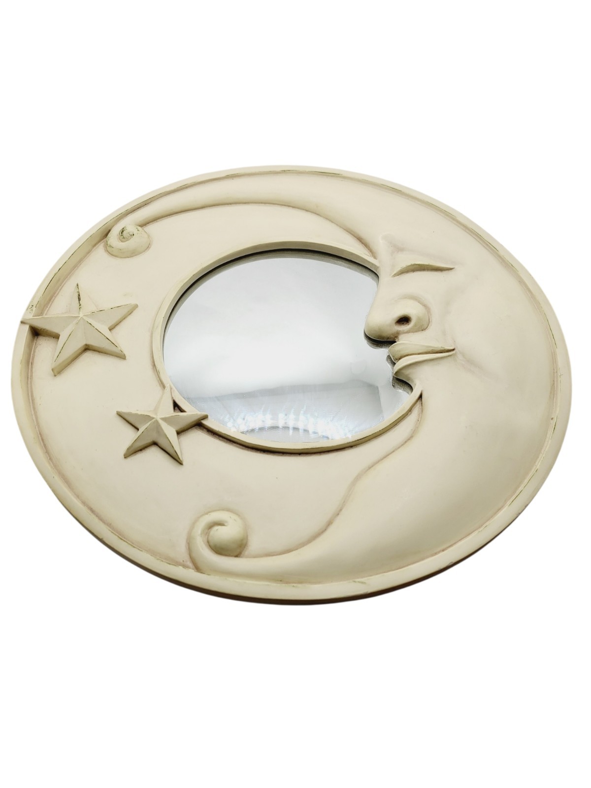 Vintage 1990s Celestial Mytical Witchy Cream Color Moon Stars and Sun Mirror