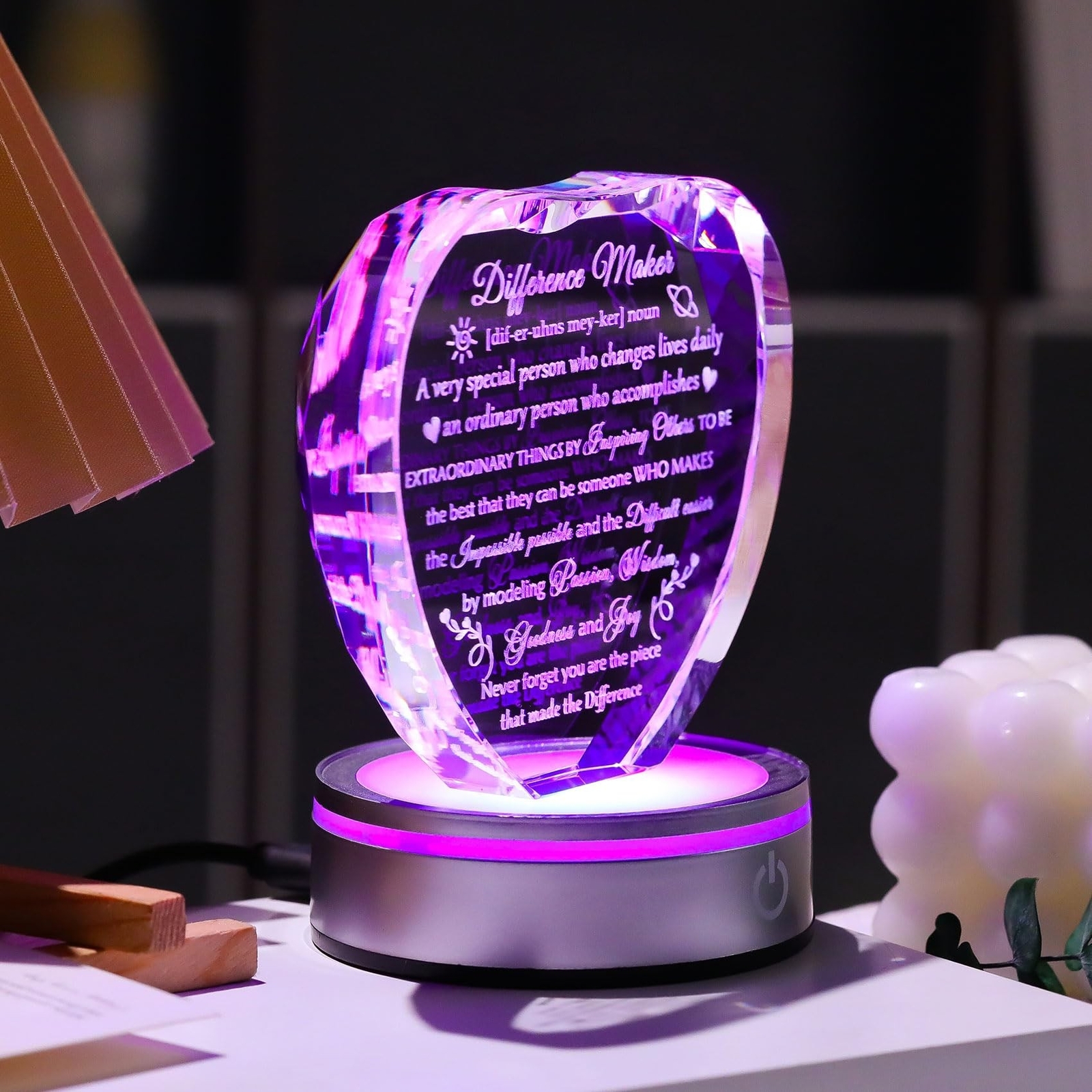Enjinkail Difference Maker Crystal Plaque with LED Base – Unique Appreciation…