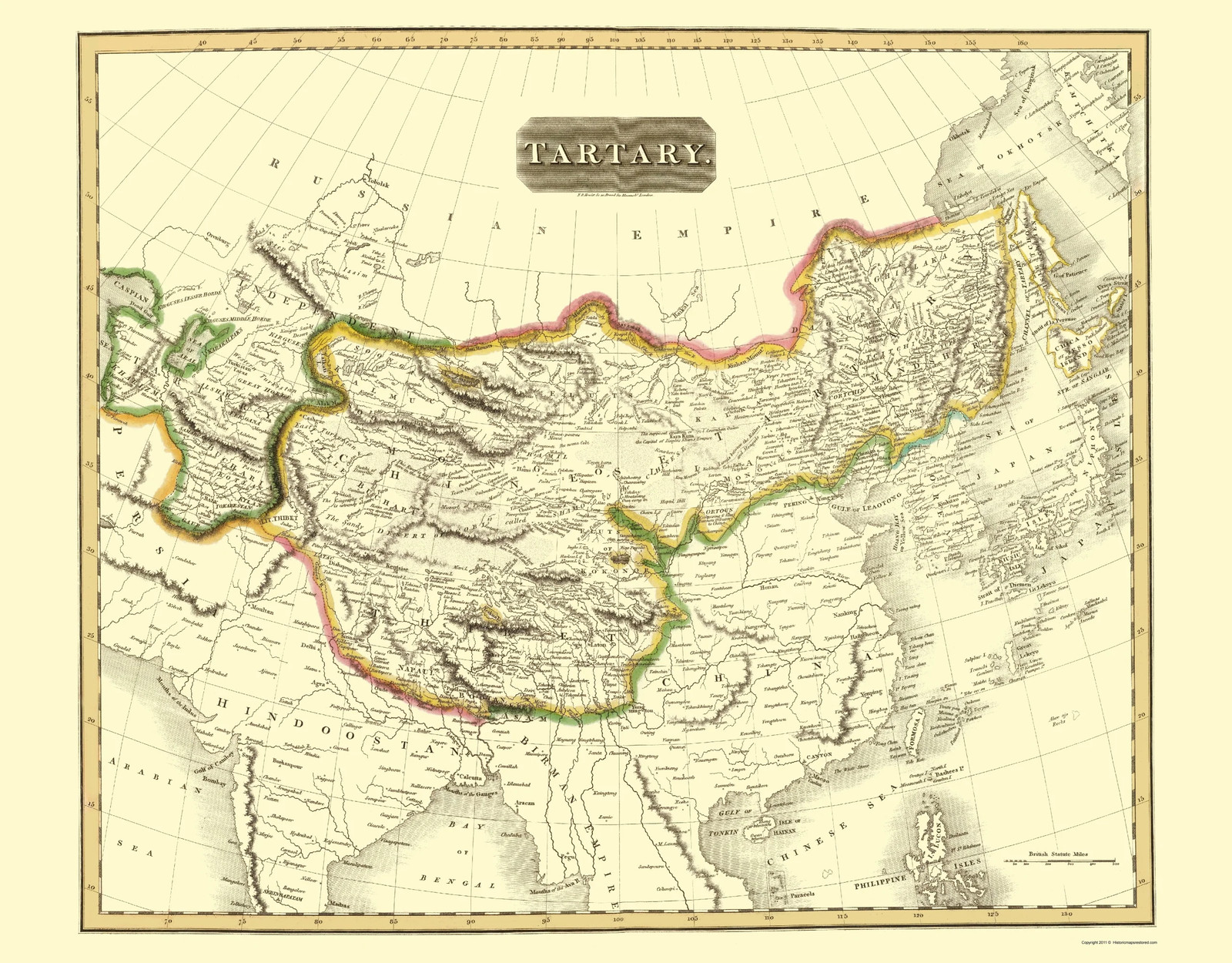 Historic Map – Tartary Region – Thomson 1814 – Vintage Wall Art