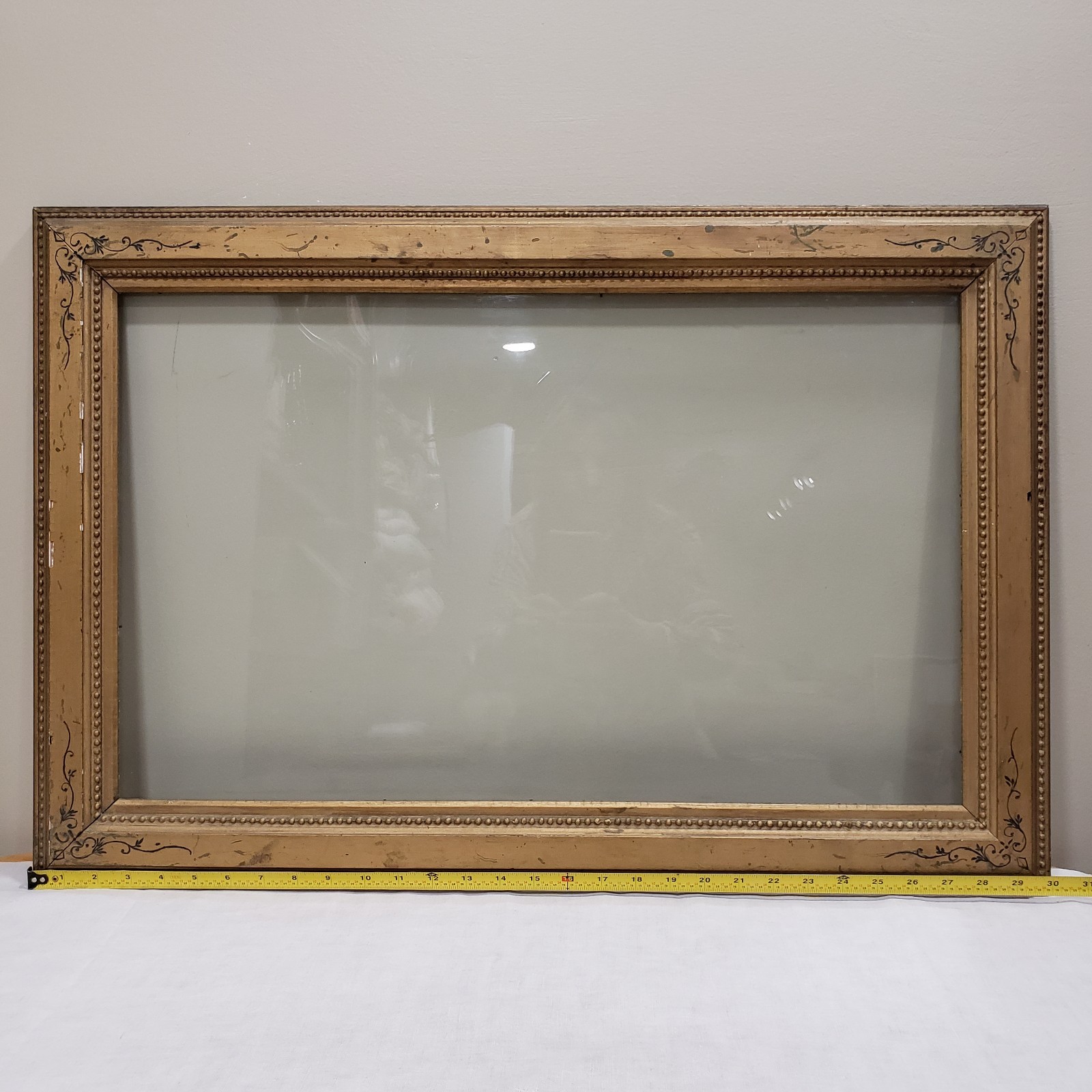 Gold Picture Frame 16×26 Beaded Liner Scrolls Neutral Traditional Elegant Wall