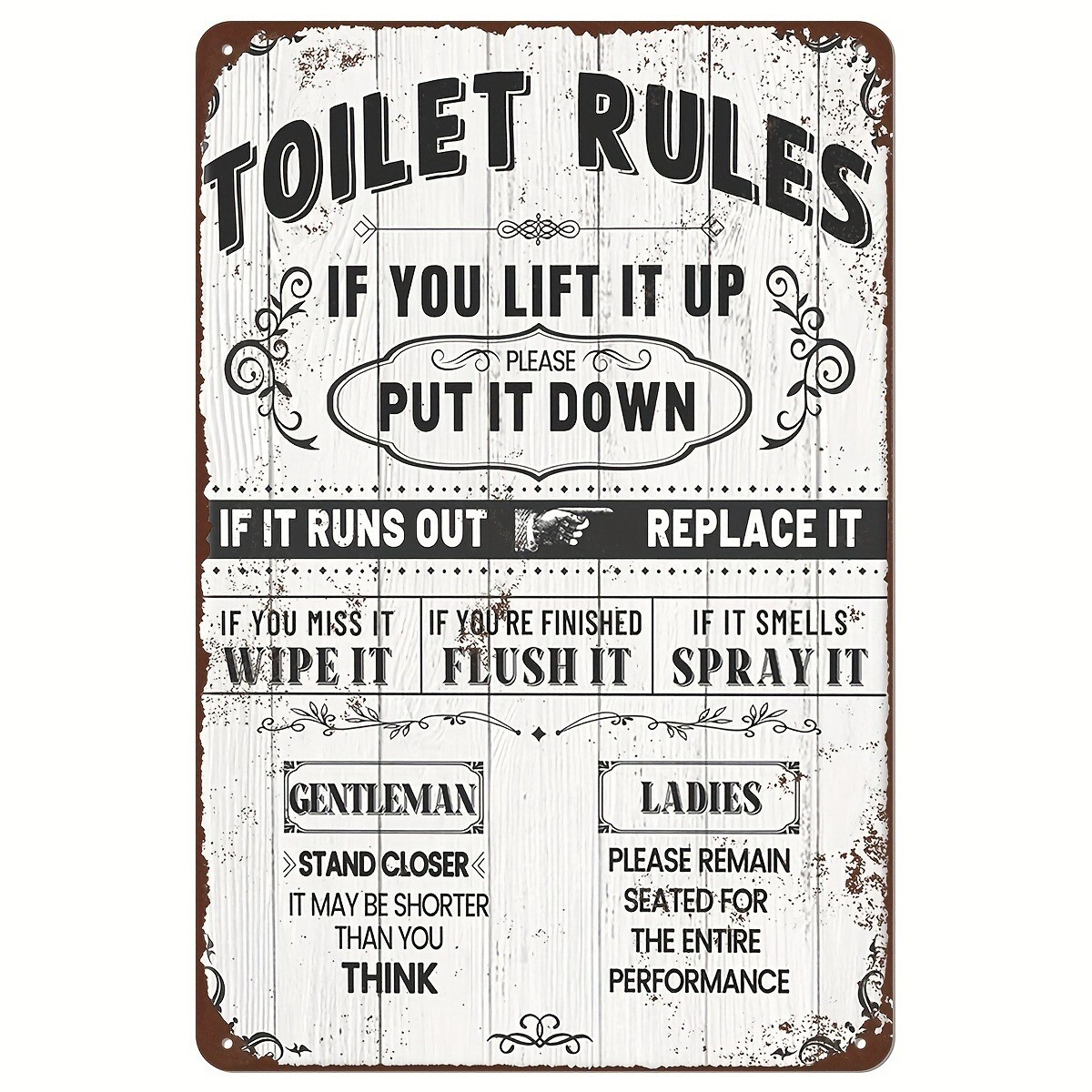 Toilet Rules Tin Sign Funny Bathroom Sign Bar Restaurant Bathroom Rules Metal