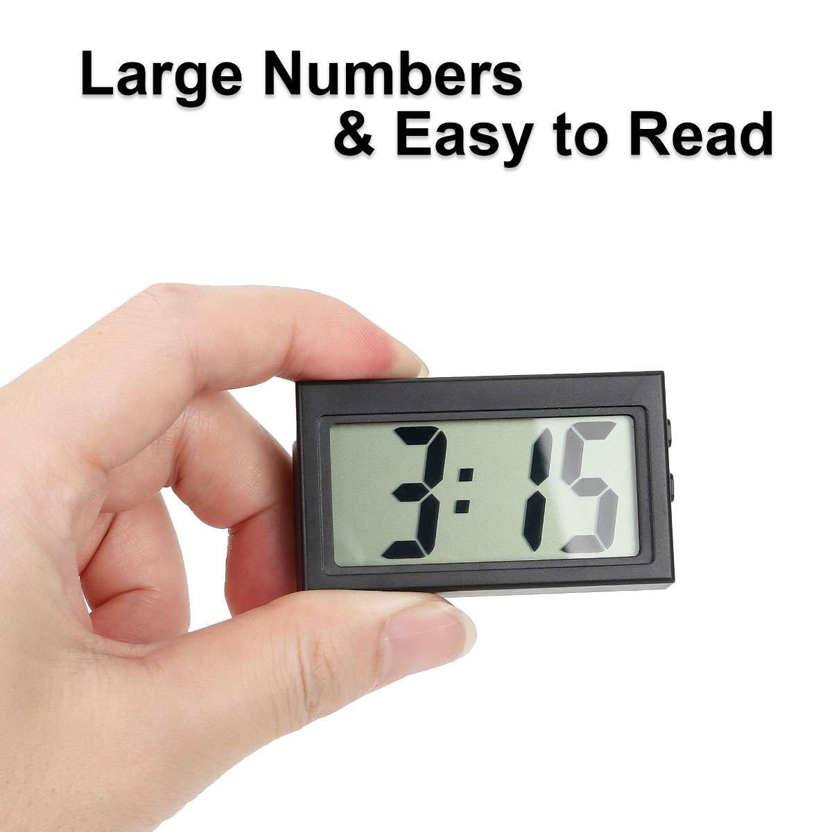 1-4X Mini Car Dashboard Digital Clock For Vehicle Large LCD Time Screen Portable