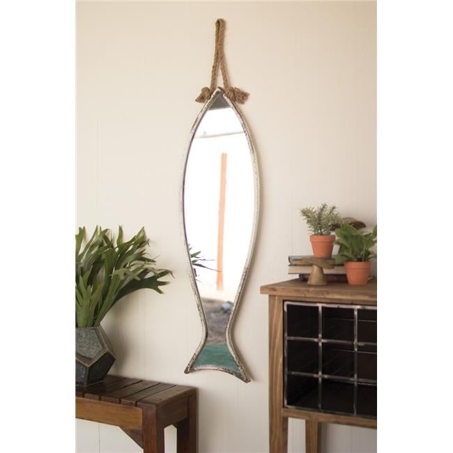 Kalalou CCG1308 12.5 x 40 in. Vertical Fish Mirror with Rope Hanger