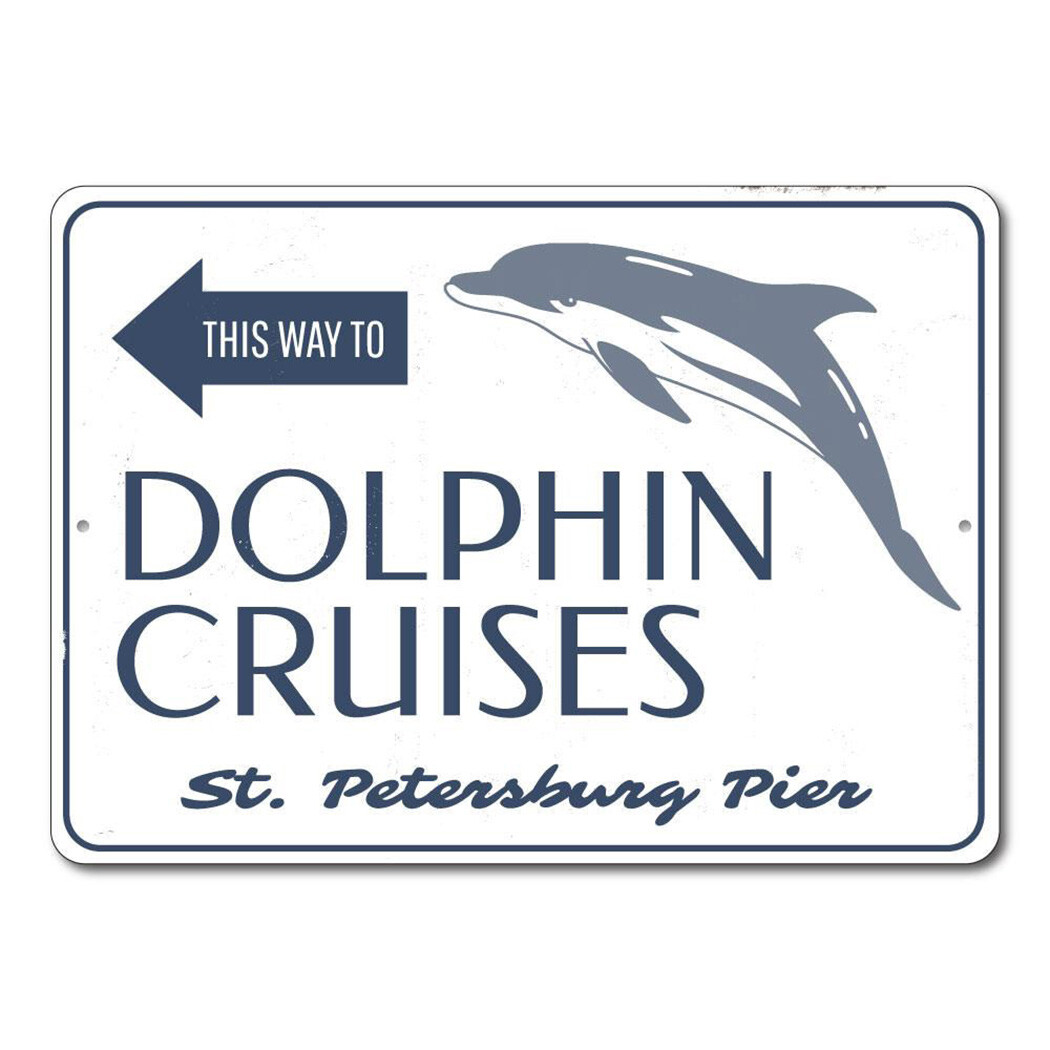Dolphin Cruises Aluminum Metal Sign