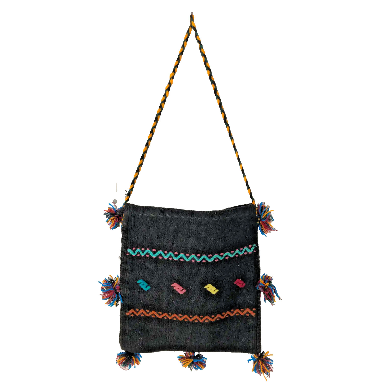 Vintage Bohemian Handmade Kilim Flat-Weave Wall Hanging Book Bag
