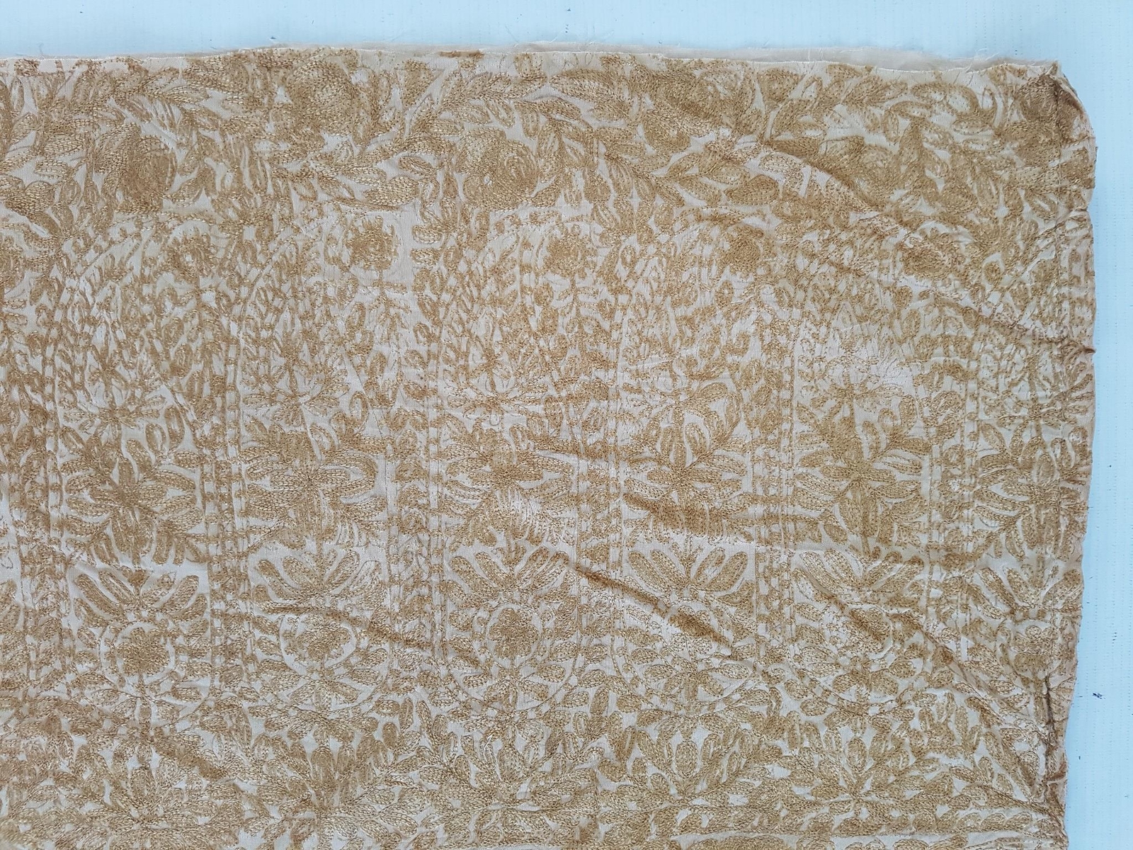 Antique Syrian Silk Embroidered Panel 78×16 inches