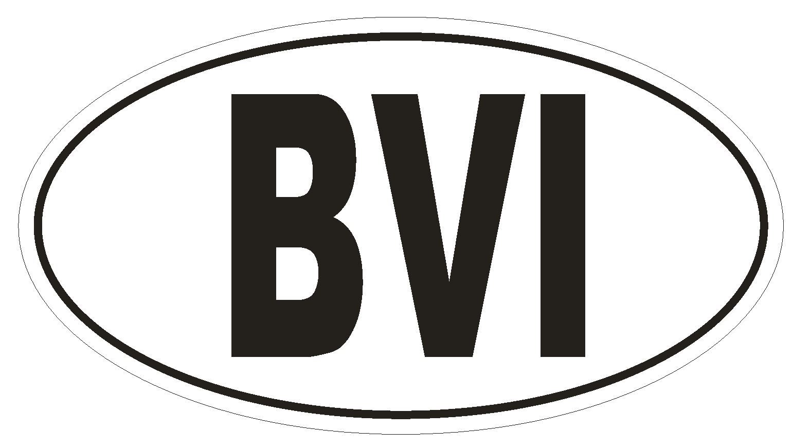 BVI British Virgin Islands Country Code Oval Bumper or Helmet Sticker D910
