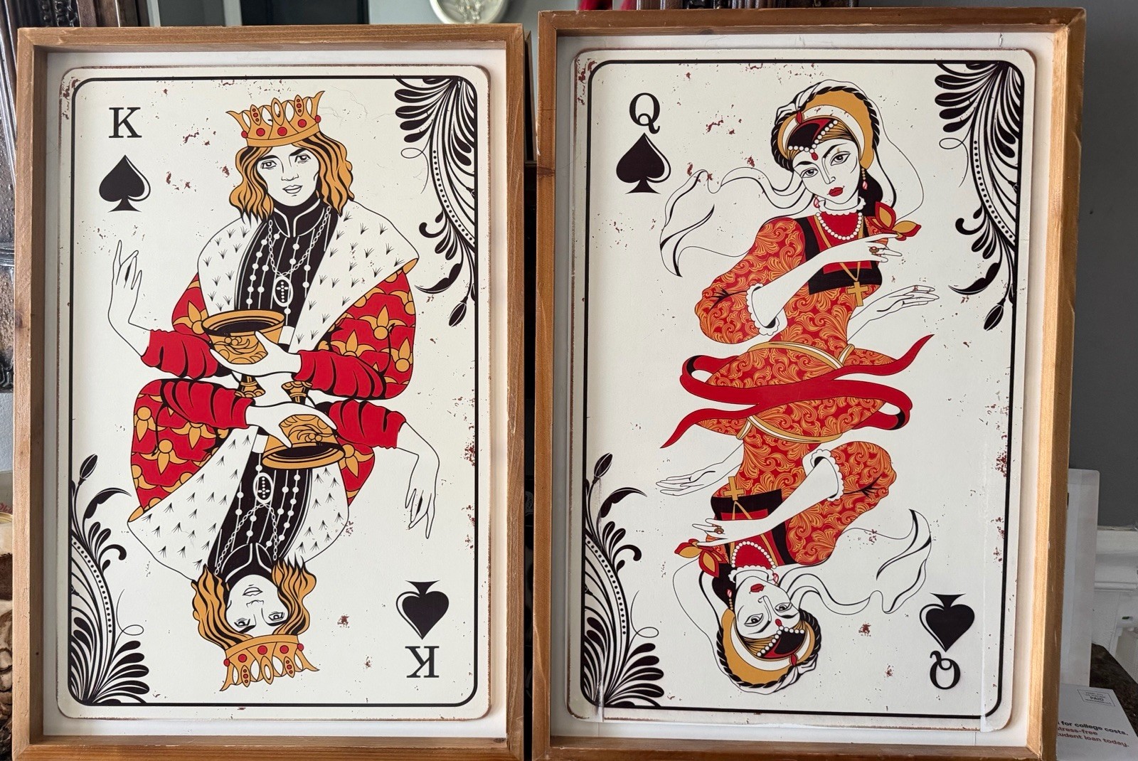 King And Queen Of Spade Antique distressed Unique Wooden Wall decor