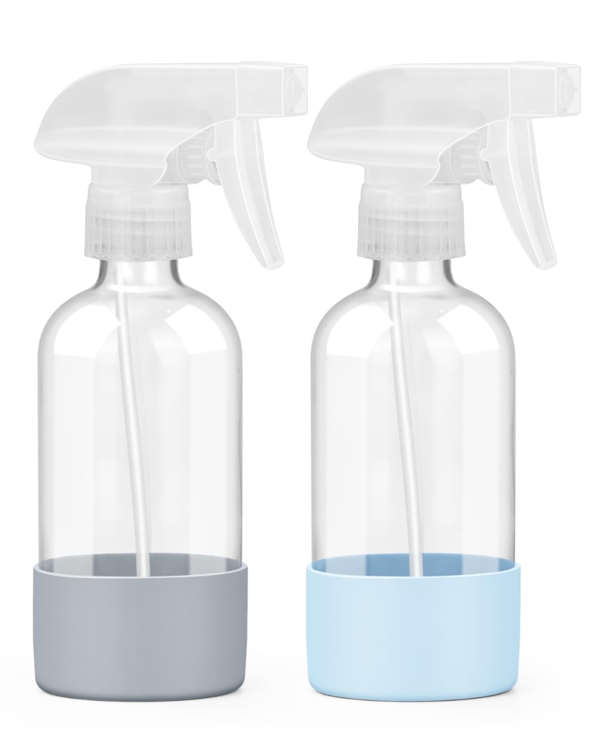 Worldgsb 2 Pack Glass Spray Bottles 8 oz, Empty Refillable Blue&Grey