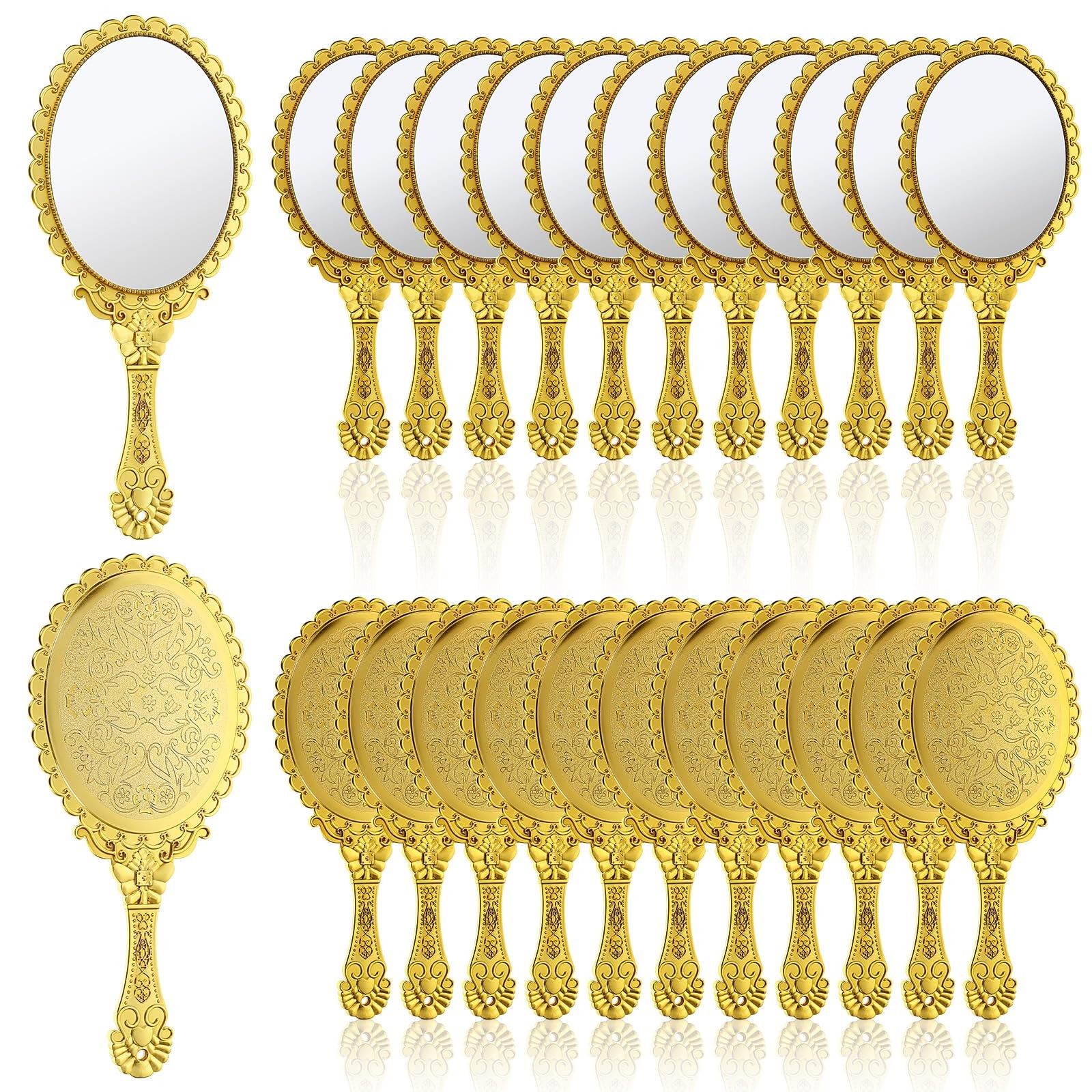 24 Pcs Vintage Handheld Mirror for Makeup with 9.8″ x 4.5″, 24 Pcs, Gold