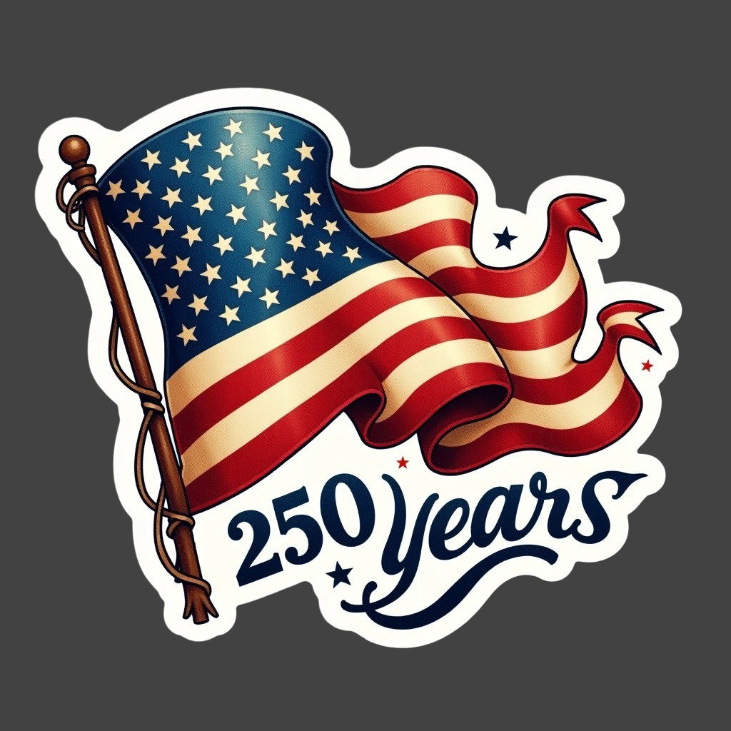 250 Years Sticker Vinyl Decal American Flag Patriotic USA Vintage Flag