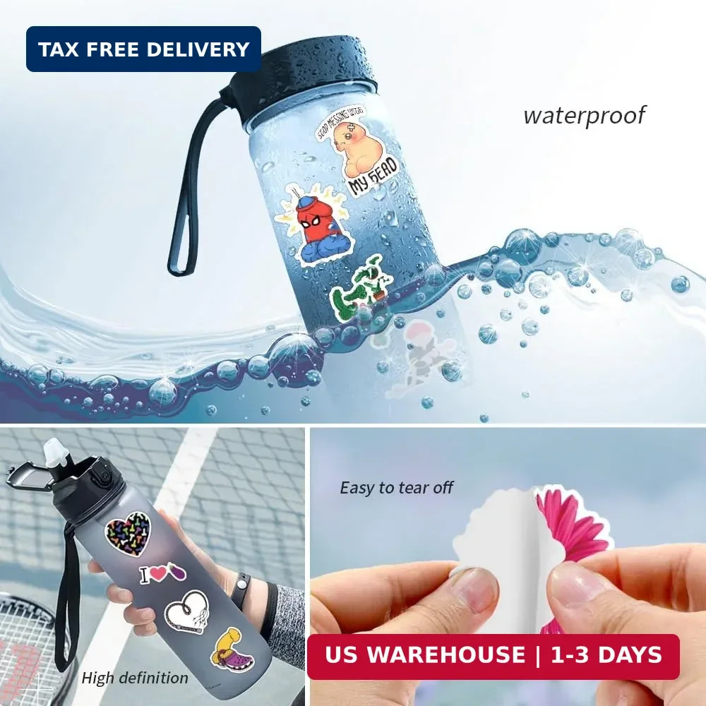 50Pcs Cute Dick Stickers Waterproof, Vinyl Stickers for Aldult, Funny Penis Deca
