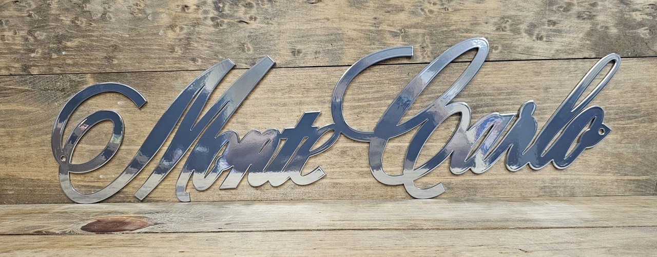 Chevy Monte Carlo Script Chrome Steel Sign