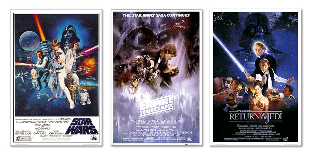 STAR WARS: EPISODE IV, V,& VI – MOVIE POSTER SET (REGULARS 2) (24″ X 36″)