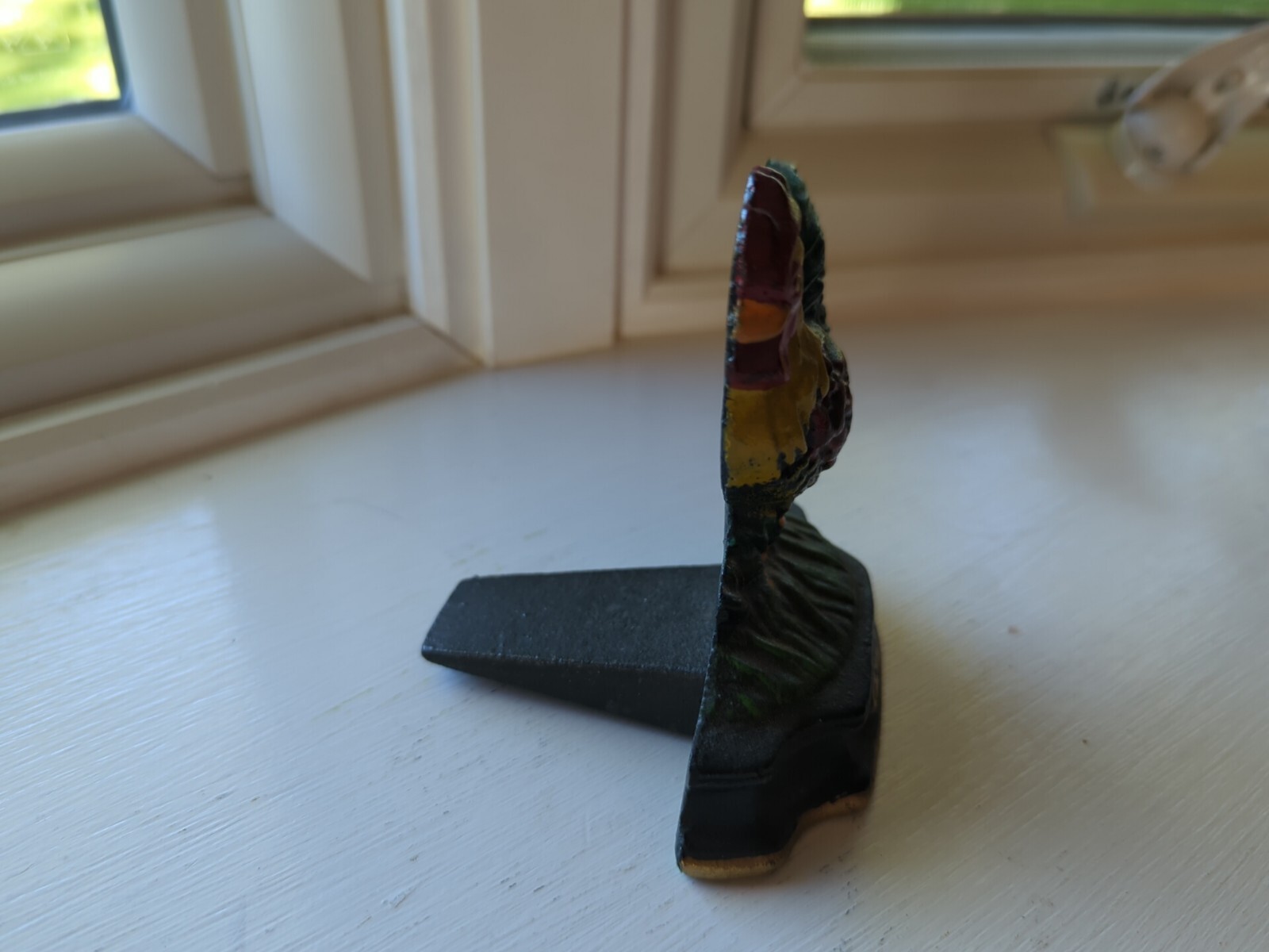 Vintage Cast Iron Farmhouse Kitchen Door Stop Wedge Chicken Rooster Cockerel