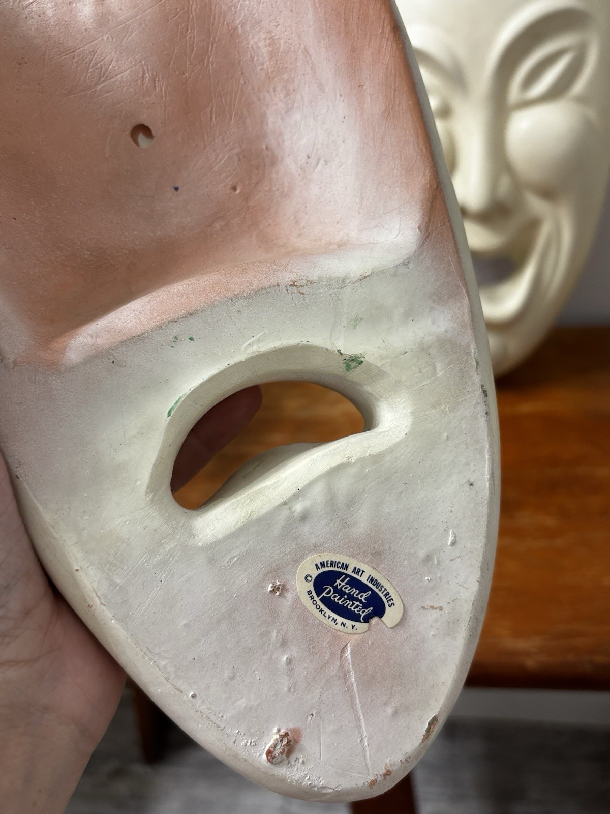 Vintage 1974 retro comedy and tragedy theater masks, by American Art Industries