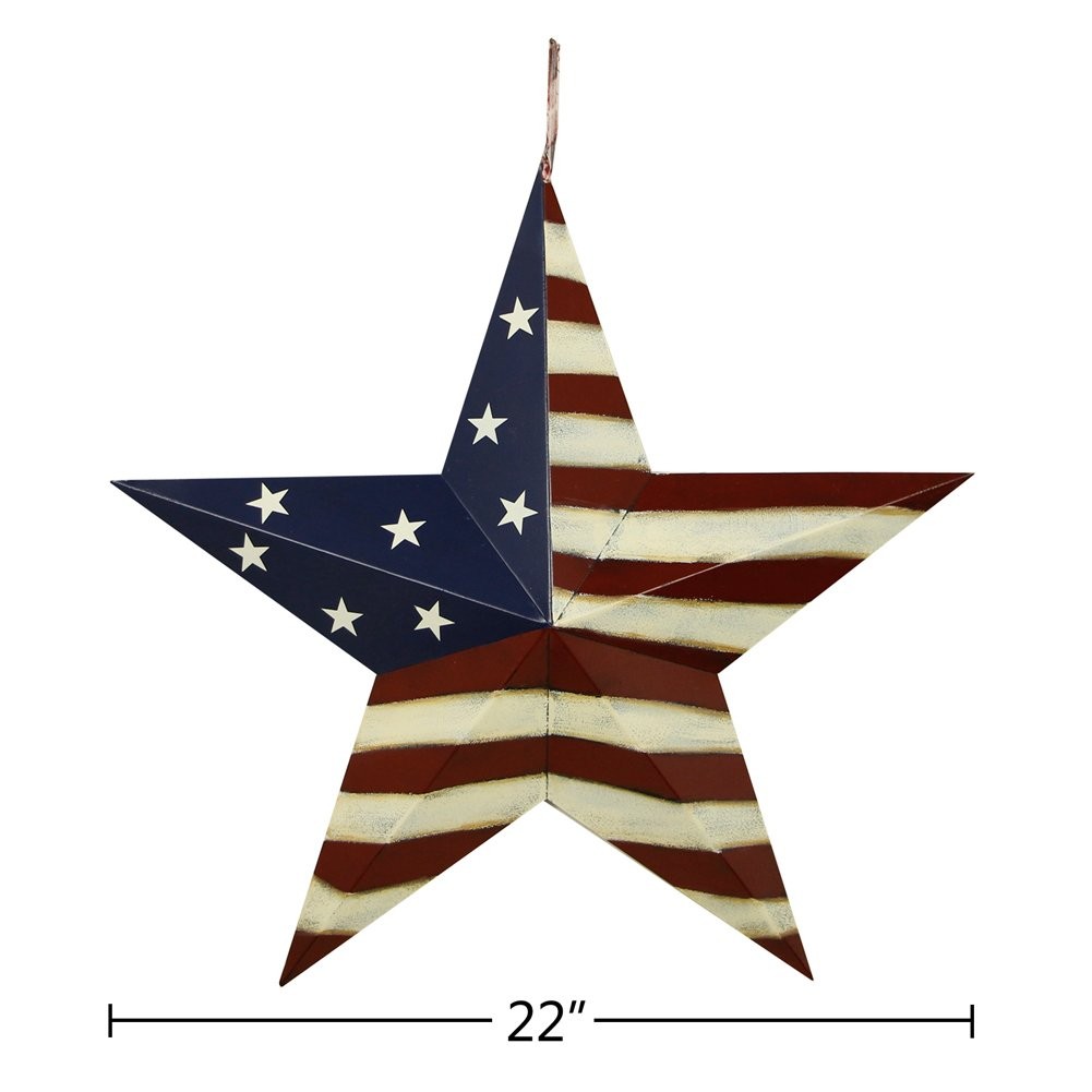 Metal American Flag Barn Star Decor Patriotic Mounted 3D Wall Art July of 4th…