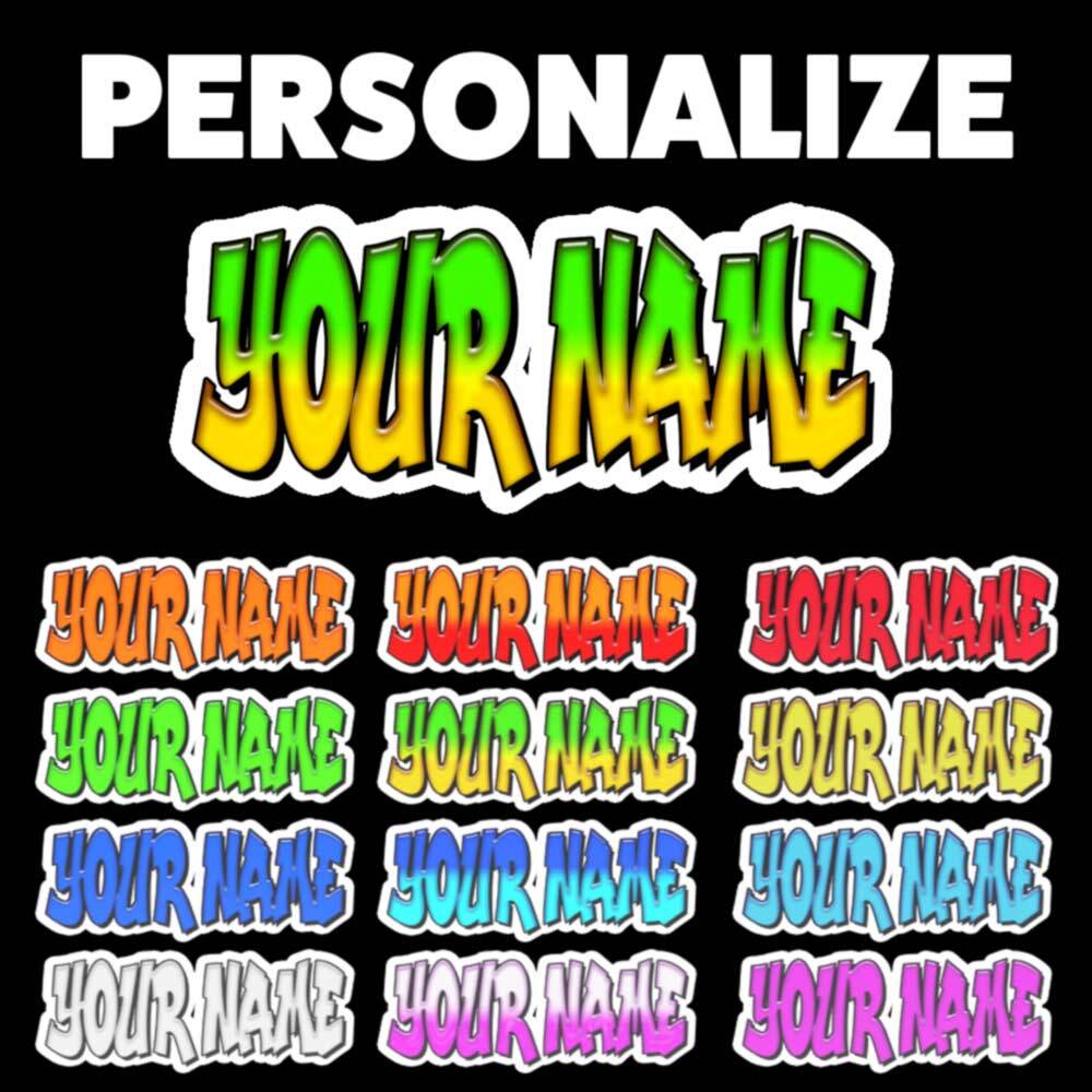Custom Personalized Graffiti Name Decal Sticker GREEN & YELLOW or YOUR CHOICE
