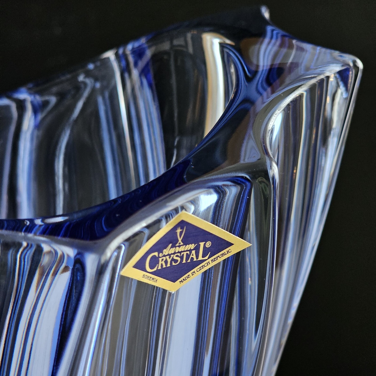 Plantica Modern Bohemian Czech Crystal Decorative Vase – 12.5 Inch Vase, Blue