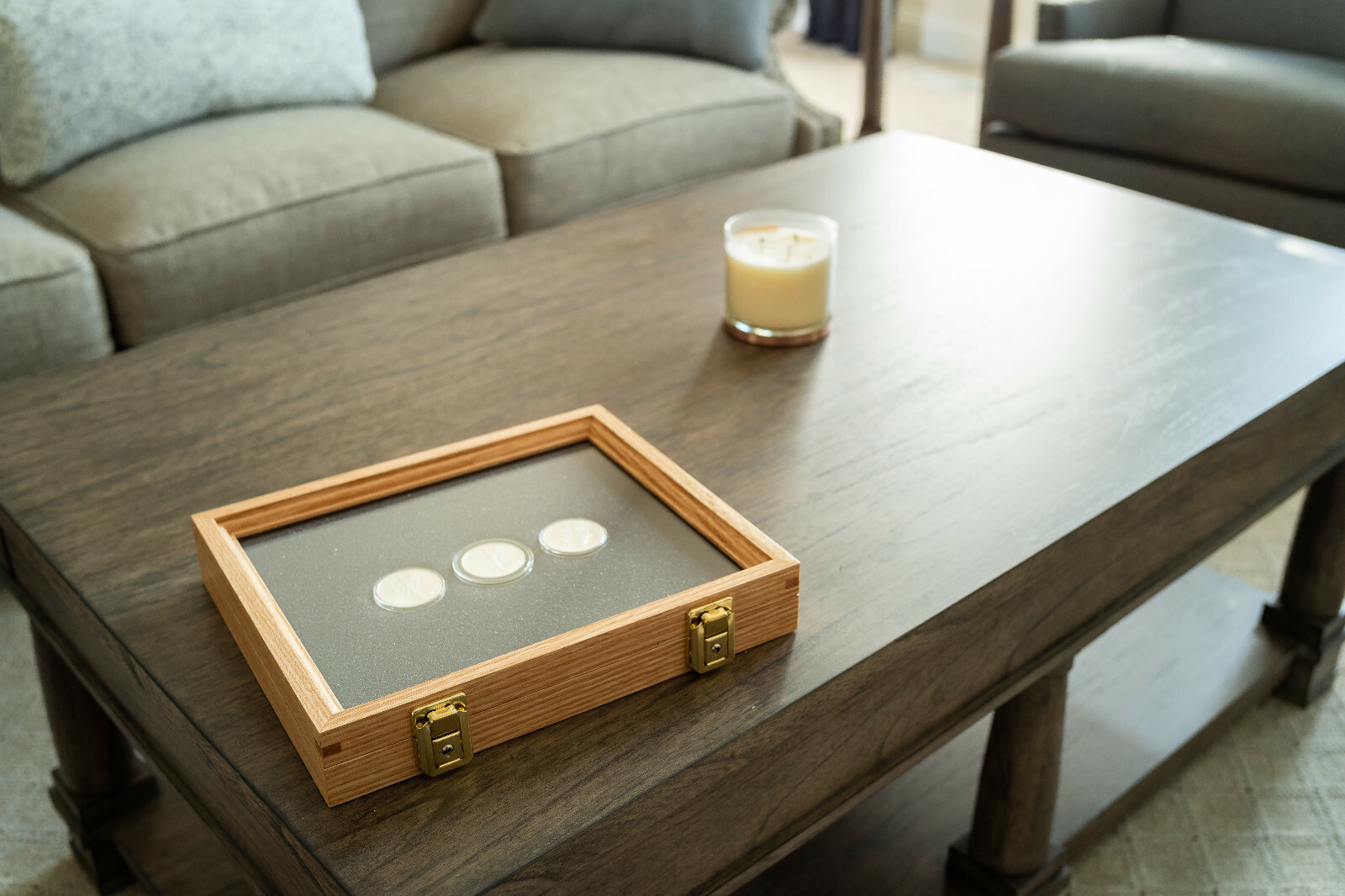 Two Timbers Small Display Case Walnut Finish 2″x10″x12″ Knife Arrowhead Pins
