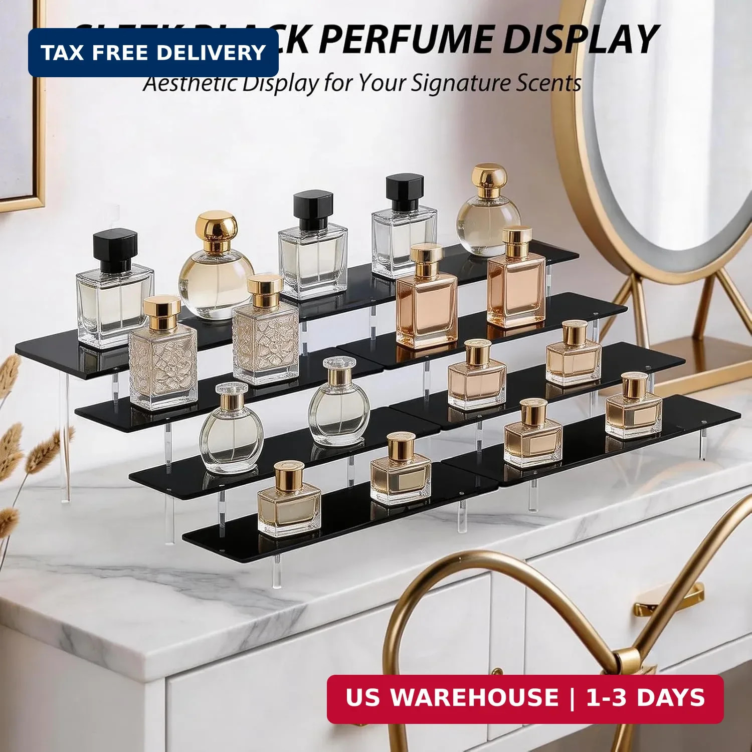 Acrylic Riser Display Stand, Black 4 Tier Cupcake Stand Display Risers Shelf Per