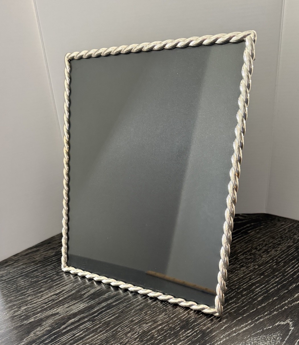 Pottery Barn Twisted Rope Silver Plated Photo Frame Tabletop 8” x 10”