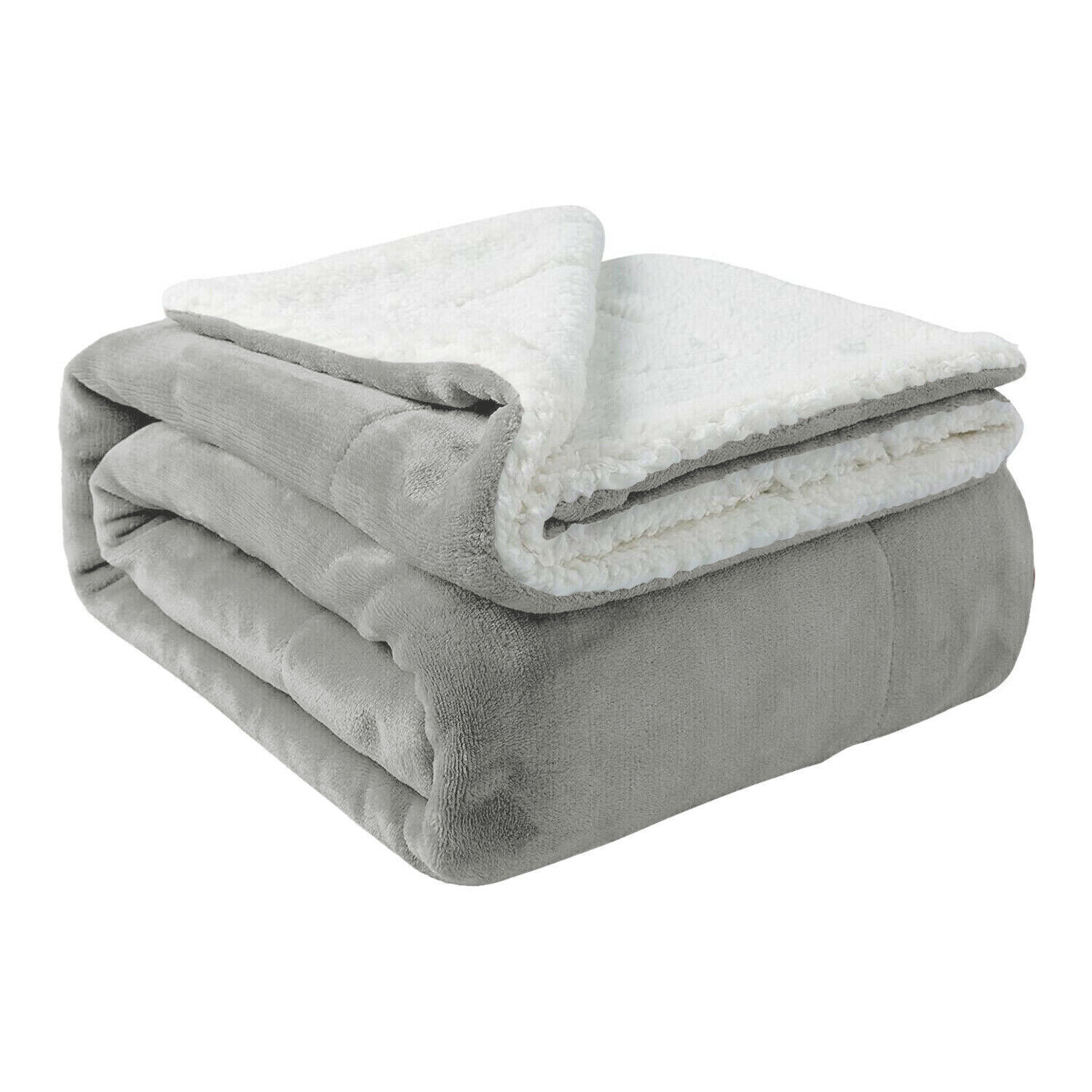Reversible Sherpa Fleece Throw Twin Queen Size Soft Warm Sofa Bed Couch Blankets