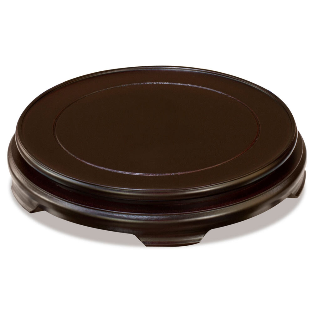 US Seller – 9 Inch Dark Brown Round Chinese Wooden Stand