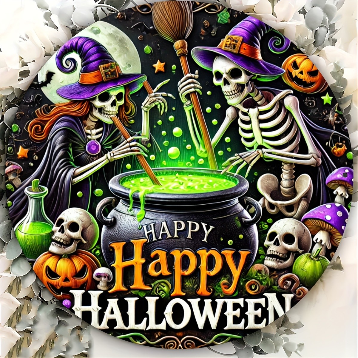 Tin Metal Signs 8X8 Inches (20X20Cm) 2D Flat Printed Sign, Happy Halloween Metal
