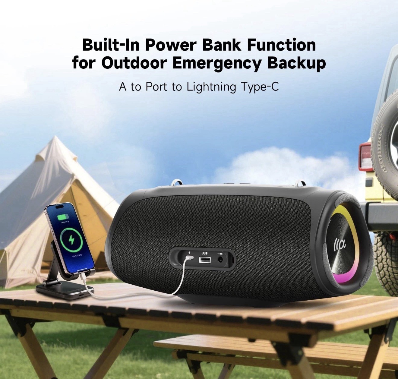 Portable Loud Bluetooth Speaker, 60W Large Subwoofer Wireless Bluetooth 5.3 w…