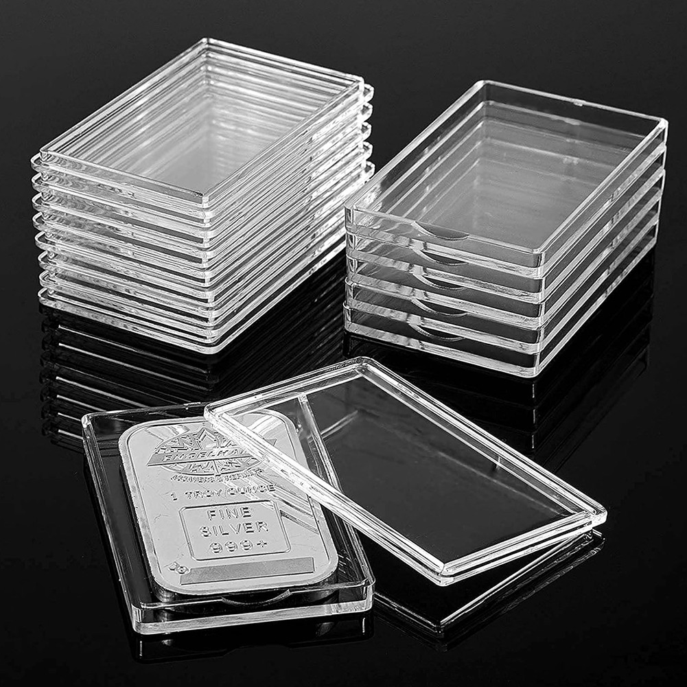 5-200x Clear Acrylic 1 Oz Silver Bar Capsule Holder Storage Case Container Box